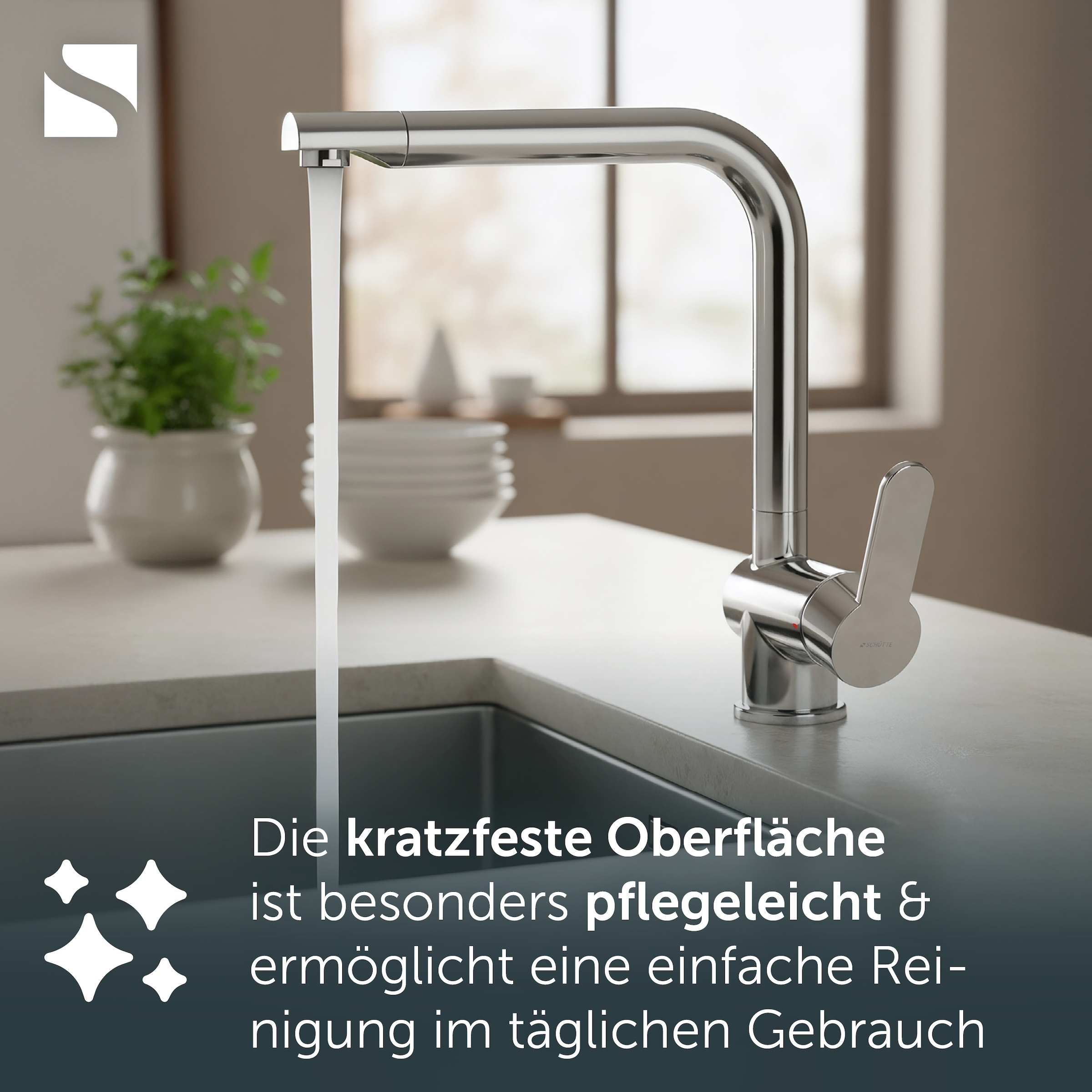 Schütte Spültischarmatur »RIO Schütte« Küchenarmatur, rund, Cold-Start, 360° schwenkbar, Marken-Mischdüse