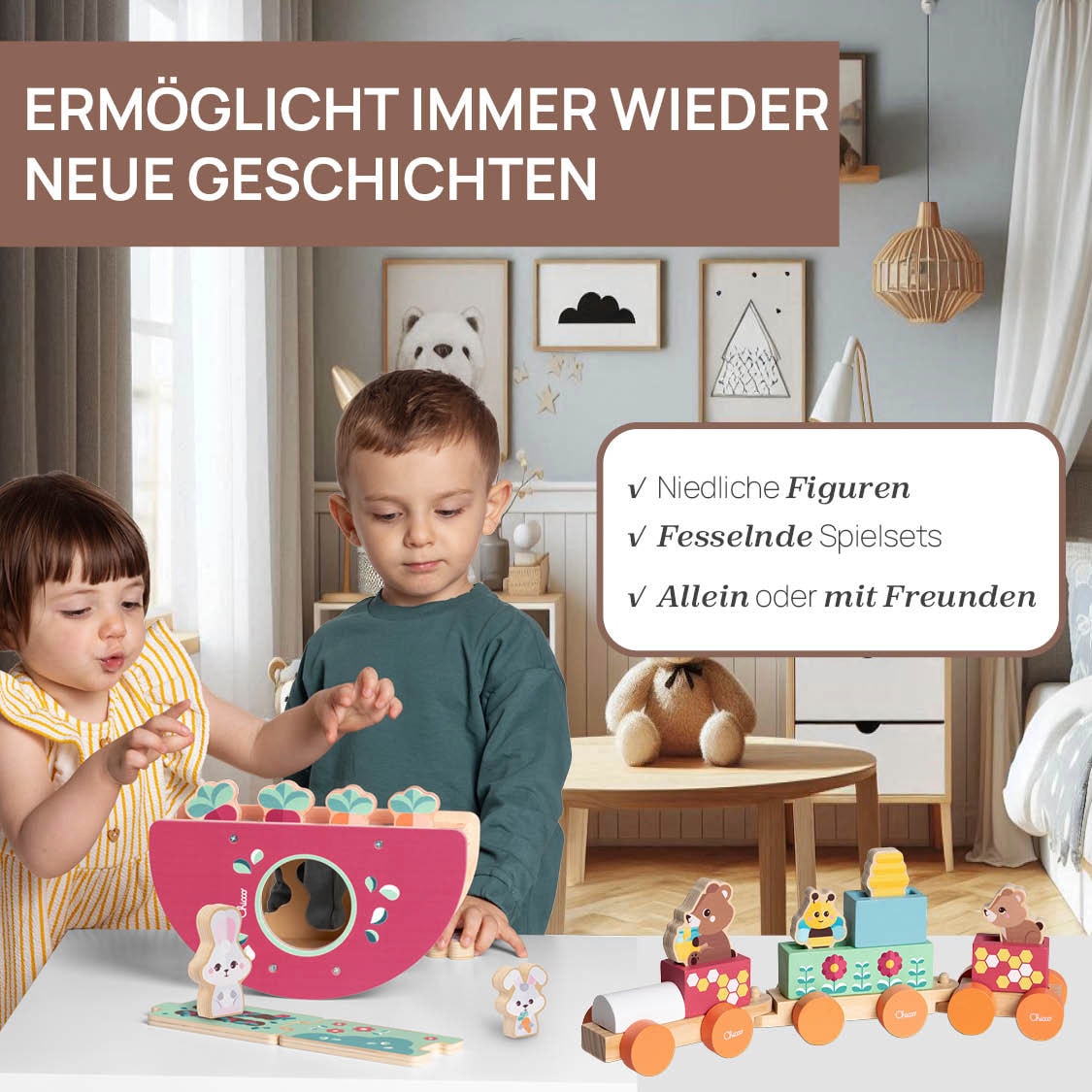 Chicco Spielzeug-Zug »My Wood Friends - Teddys Zug«