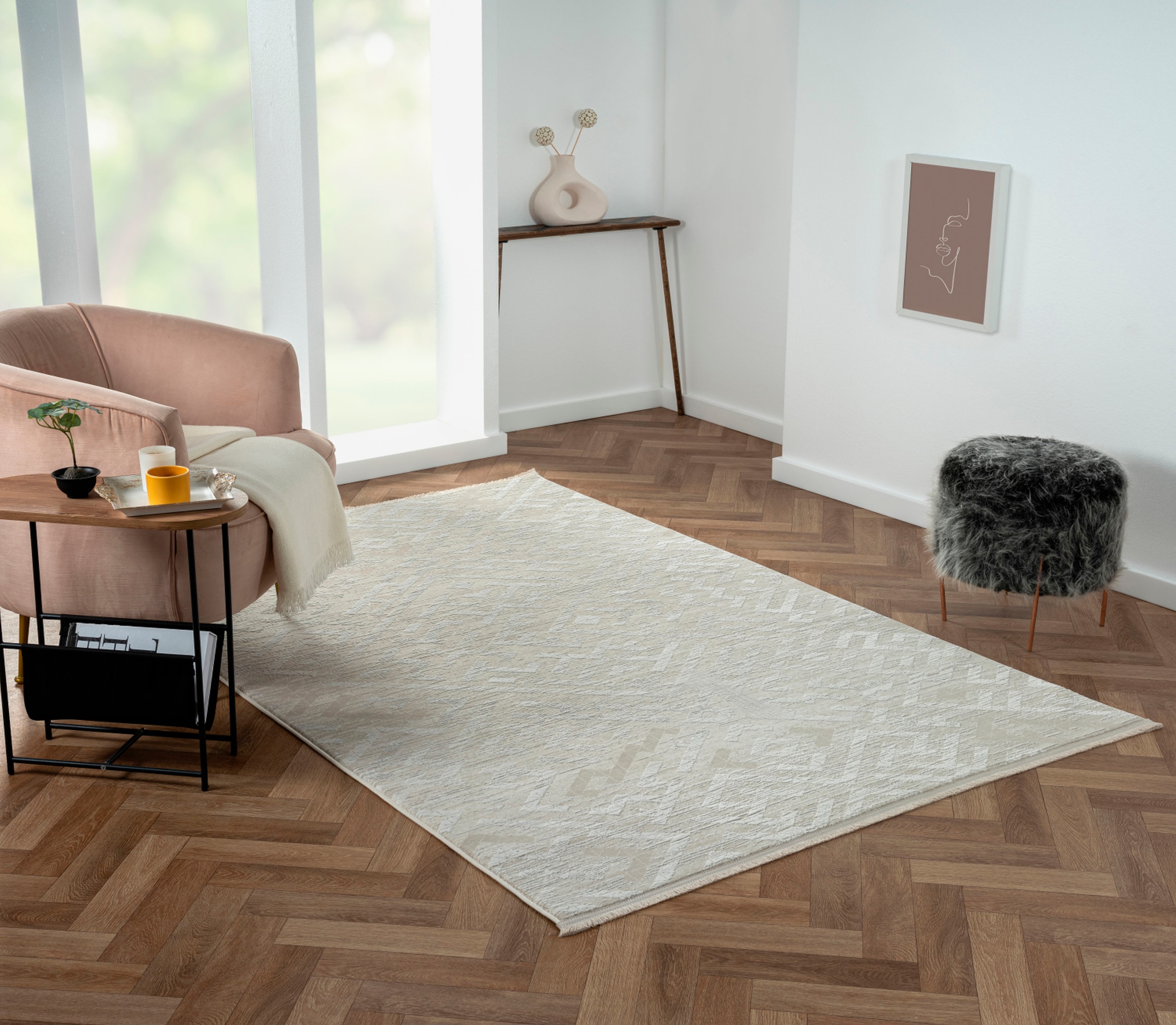 Myflair Möbel & Accessoires Teppich »My Type 2 Lagerräumung«, rechteckig, 10 mm Höhe, Kurzflor, Ethno-Style, besonders weich durch Microfaser, mit Fransen