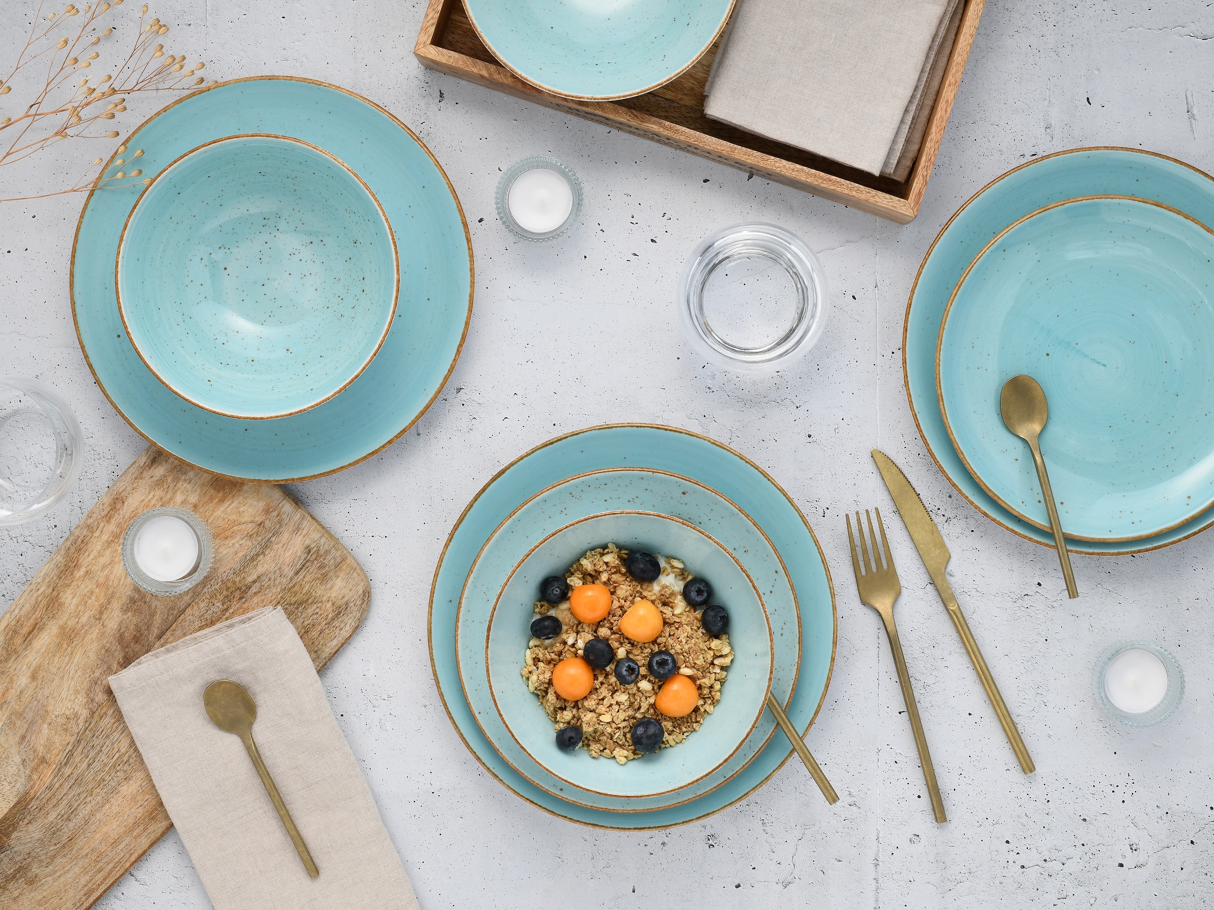 CreaTable Kombiservice »Vintage Nature, Service 16-tlg.« Naturverbundenes Design, Handgemalt