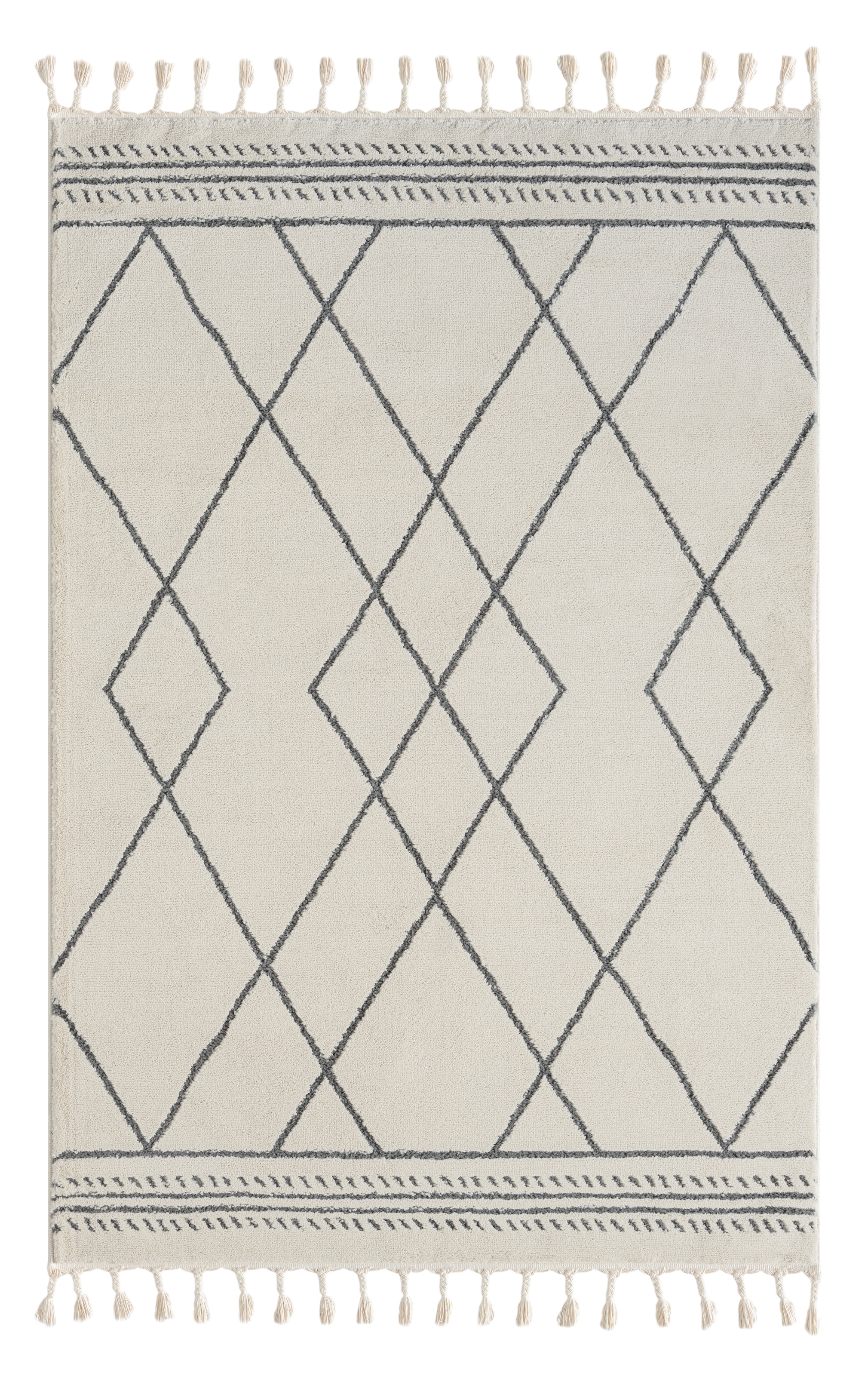 Myflair Möbel & Accessoires Hochflor-Teppich »Moroccan Design Lagerräumung«, rechteckig, 24 mm Höhe, modern, marokkanisches Design, Rauten Muster, weich, mit Fransen