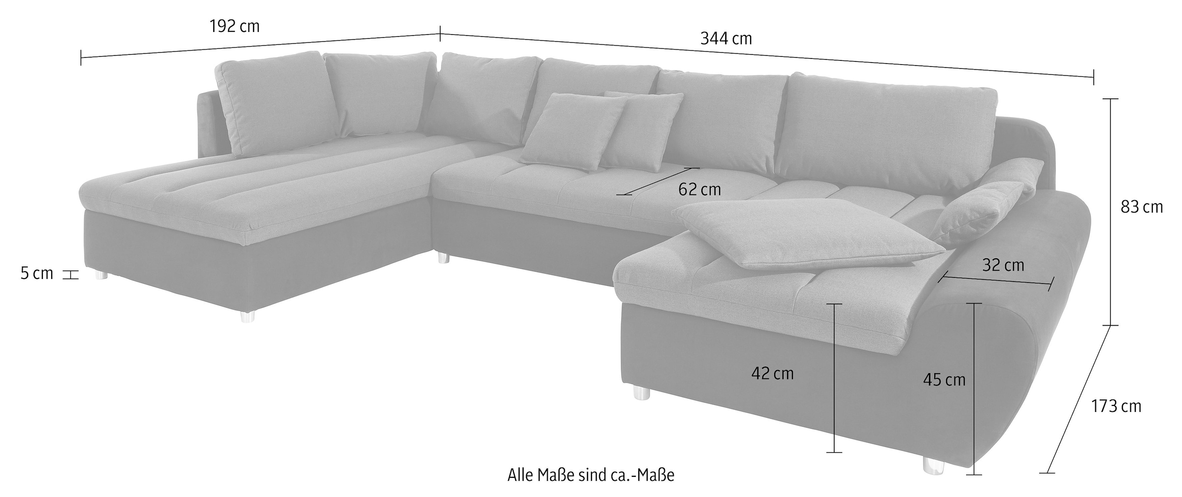 sit&more Wohnlandschaft »Bandos U-Form«, in 2 unterschiedlichen Größen, wahlweise mit Bettfunktion + Bettkasten