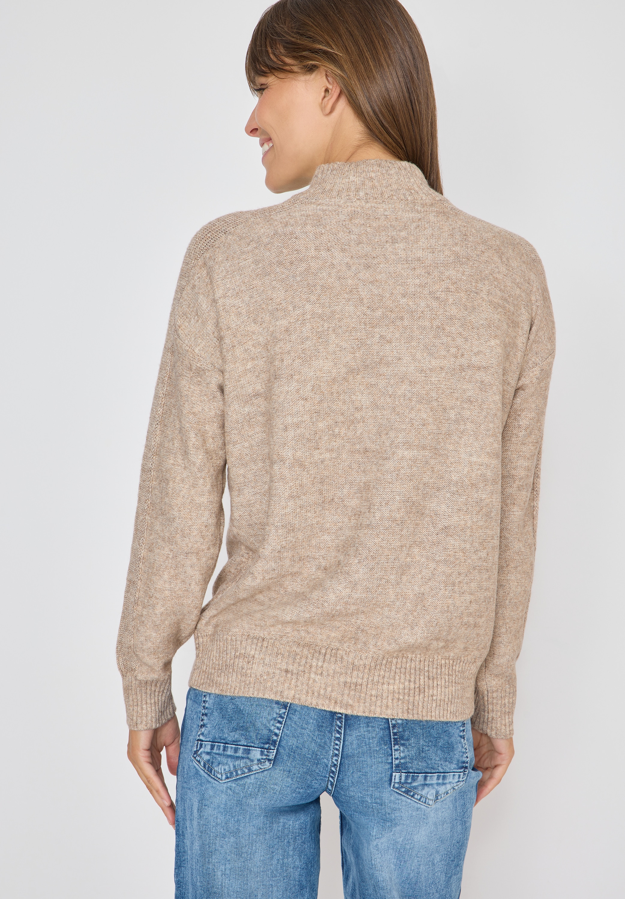 Cecil Strickpullover mit Troyerkragen und feinem Strickmuster
