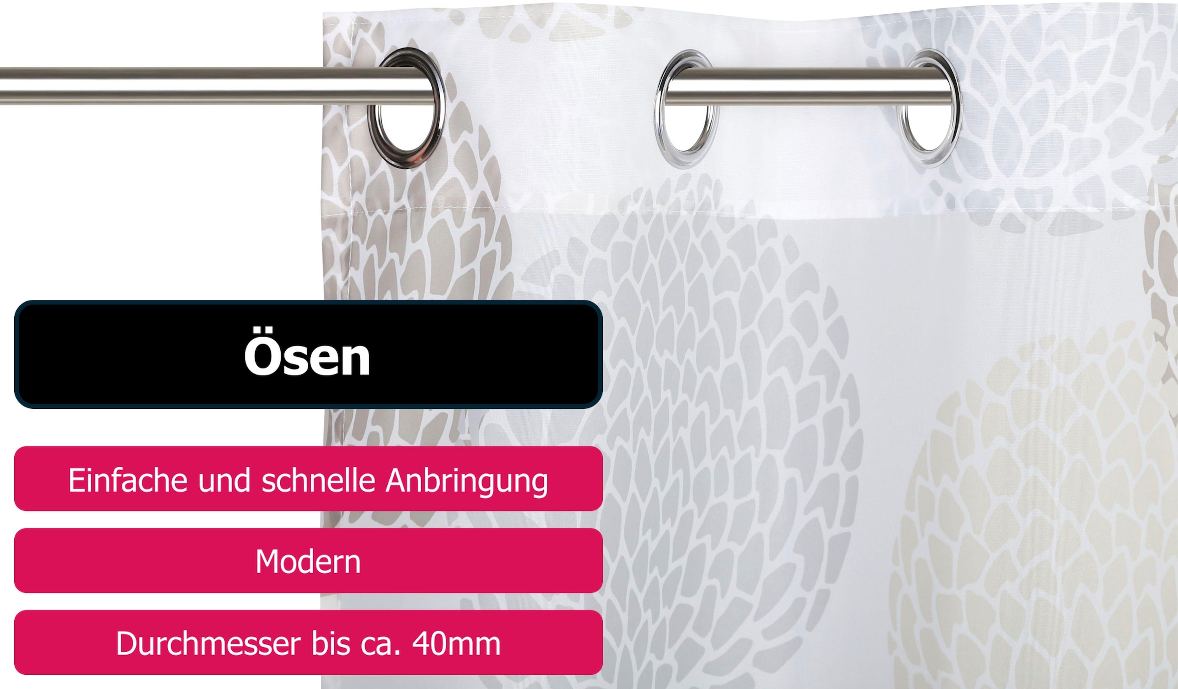 OTTO home Gardine »BELEM« Ösen 1 Stk. tlg. 1 Schal, Polyester, Kreise