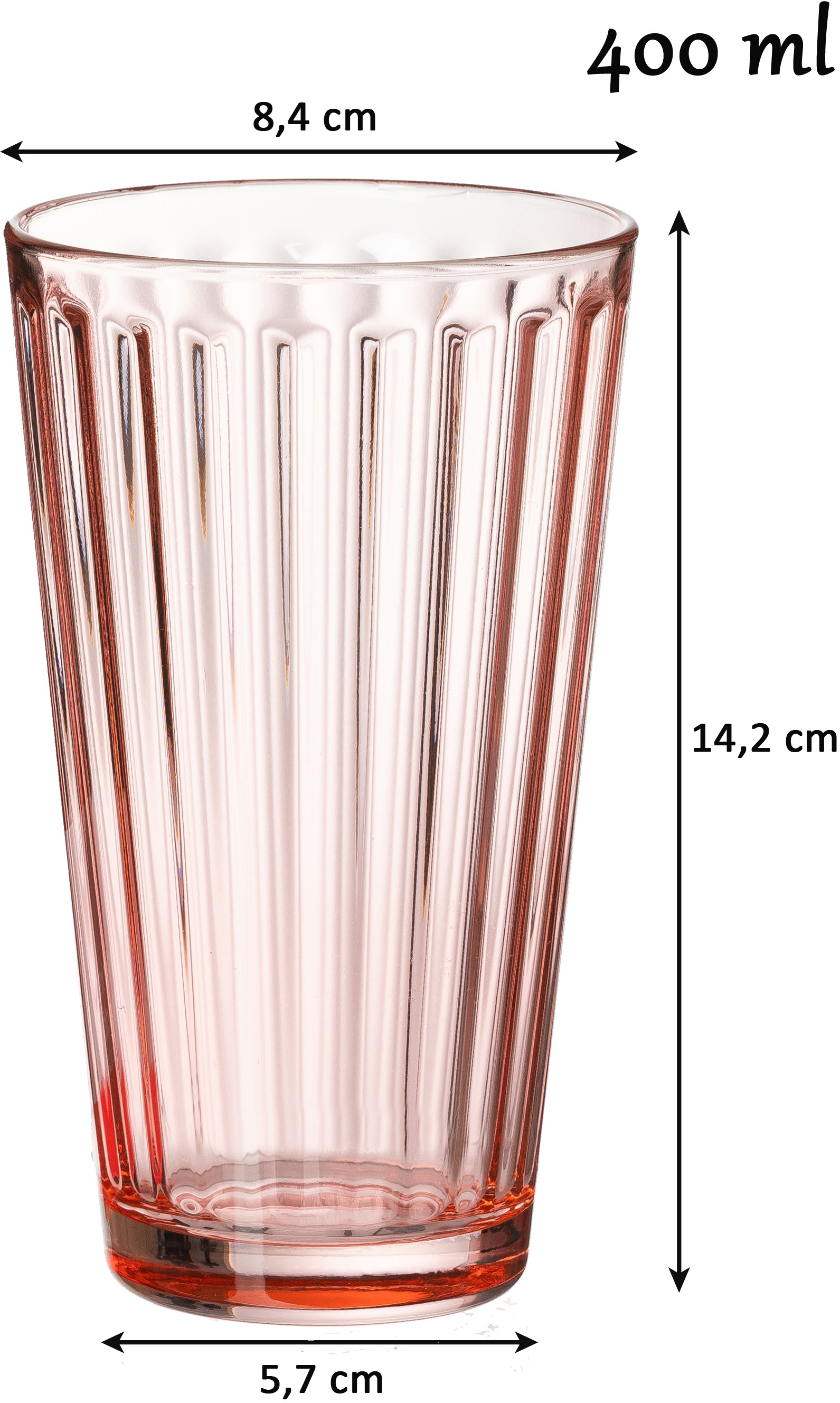Ritzenhoff & Breker Longdrinkglas »Lawe«, (Set, 6 tlg., 6 Longdrinkgläser, je 400 ml), topaktuelles Innen-Facettierung
