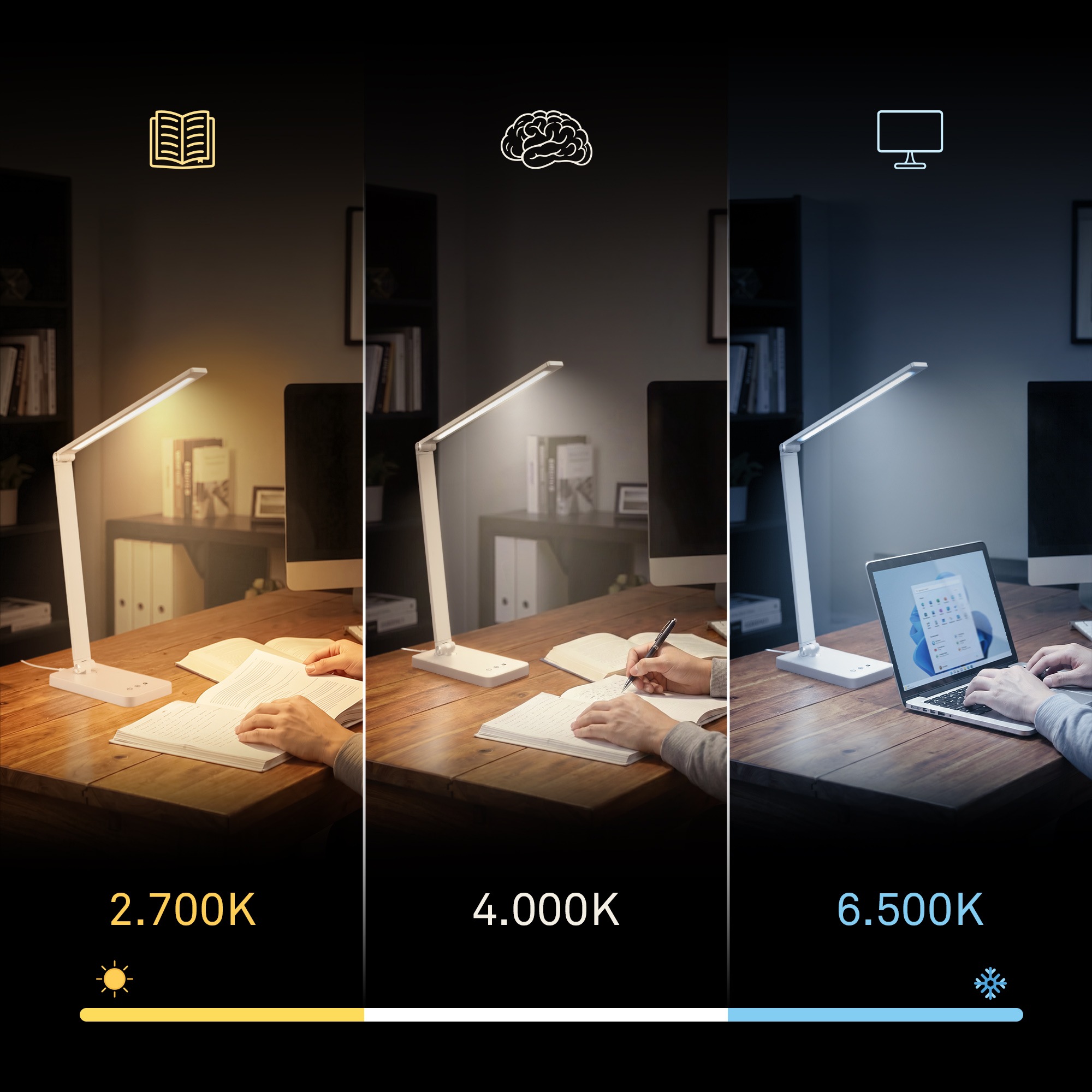 Briloner Leuchten LED Tischleuchte »RICK« LED-Modul 1 Stk. warmweiß - kaltweiß 18x38x31,5 cm, Büro, Kinderzimmer