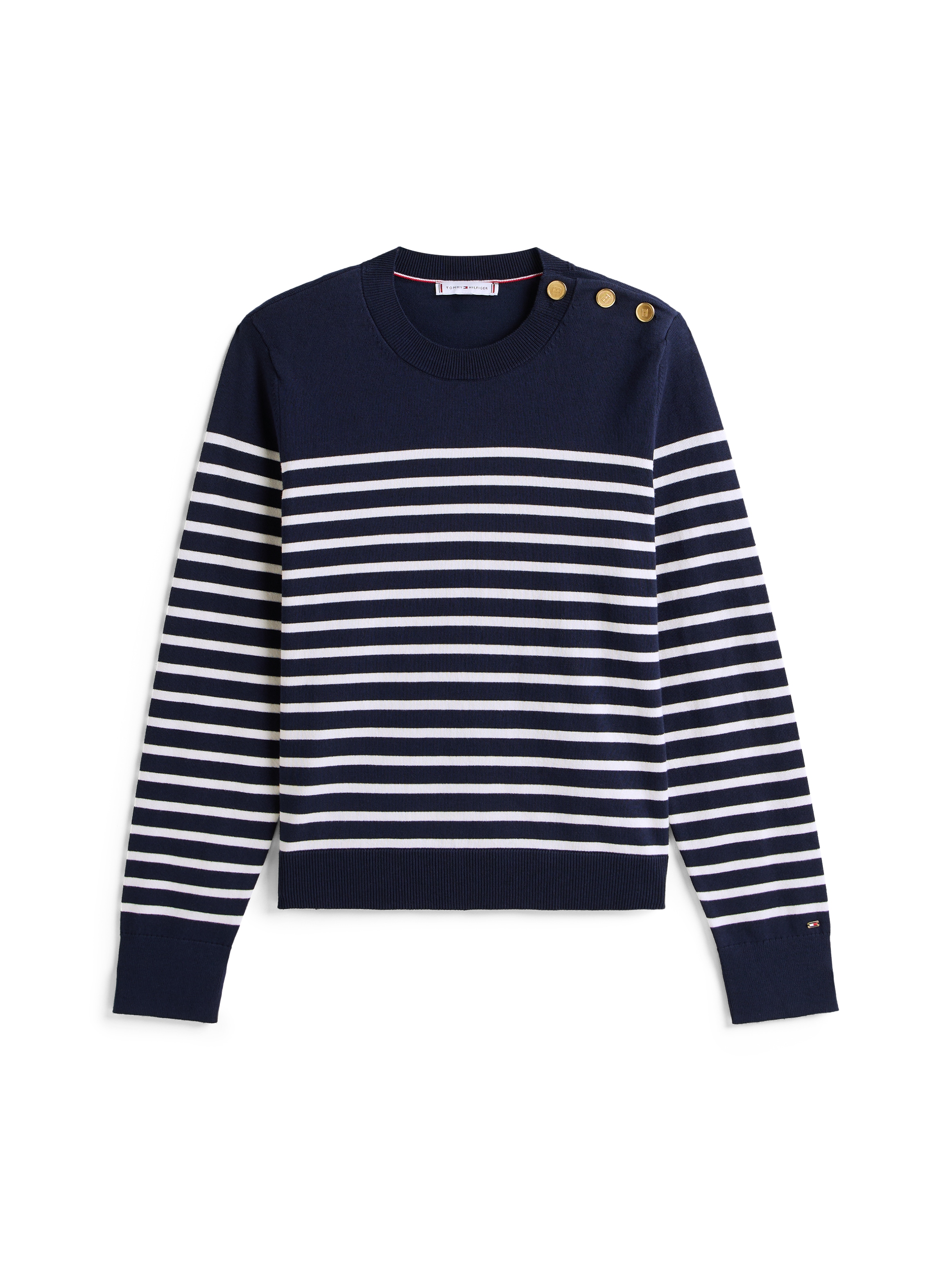 Tommy Hilfiger Strickpullover »CO JERSEY MID GG LS GOLD BTN SWT« mit goldfarbenen Knöpfen