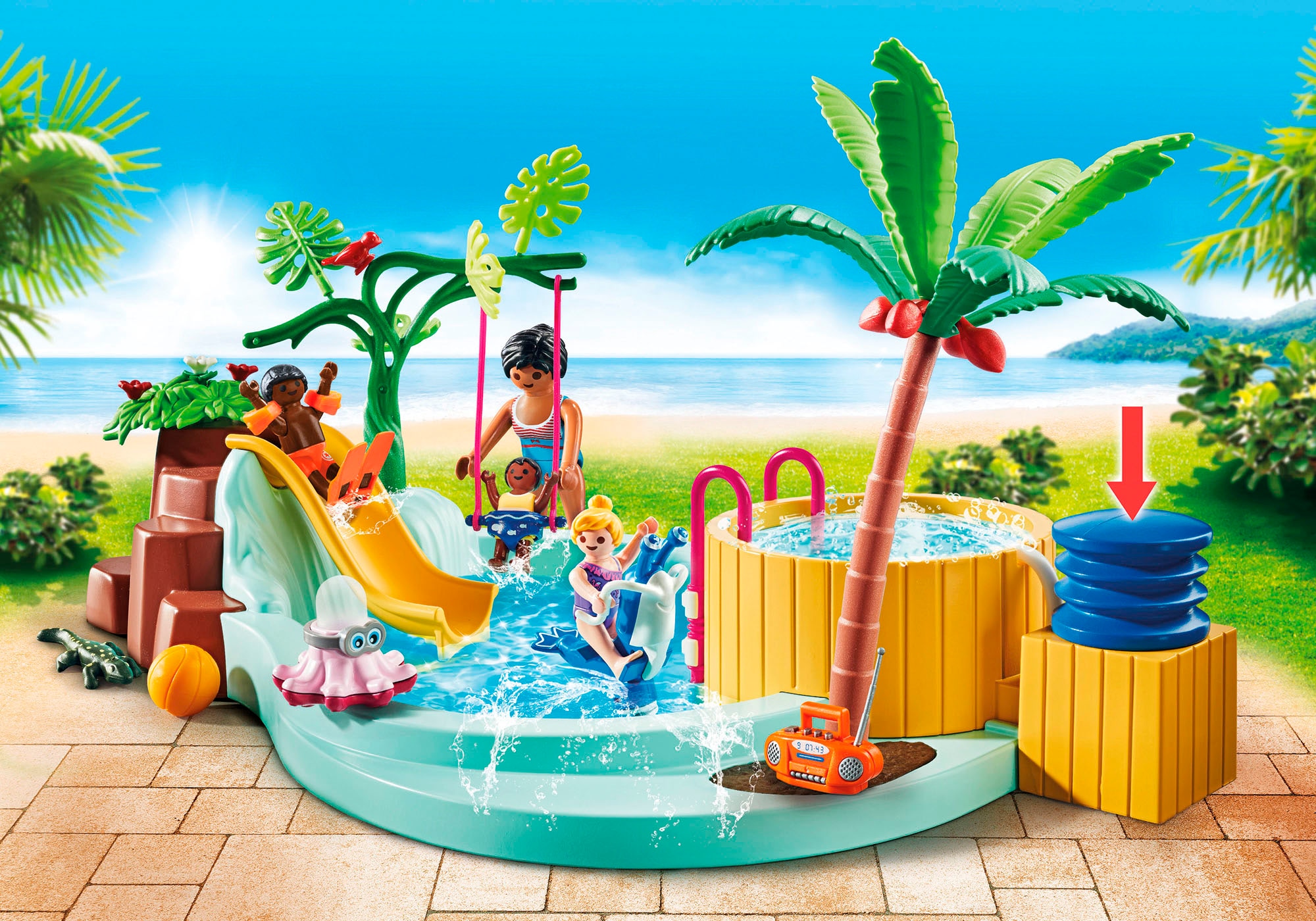 Playmobil® Konstruktions-Spielset »Kinderbecken mit Whirlpool (71529), My Life«, (53 St.), Made in Germany