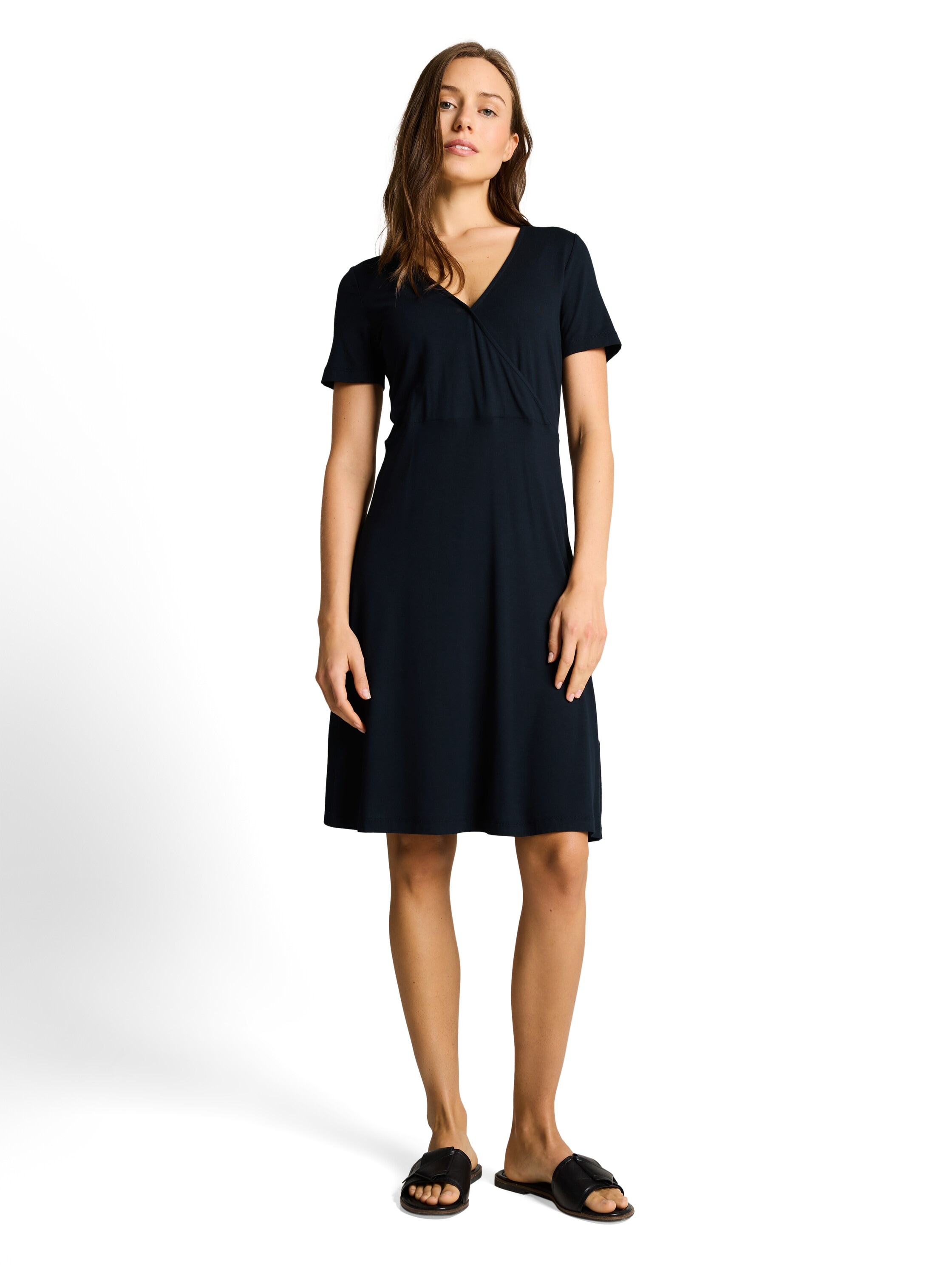 TOM TAILOR Sommerkleid »Regular over knee« Ohne Taschen Sommerkleid mit V-Ausschnitt und Viskose