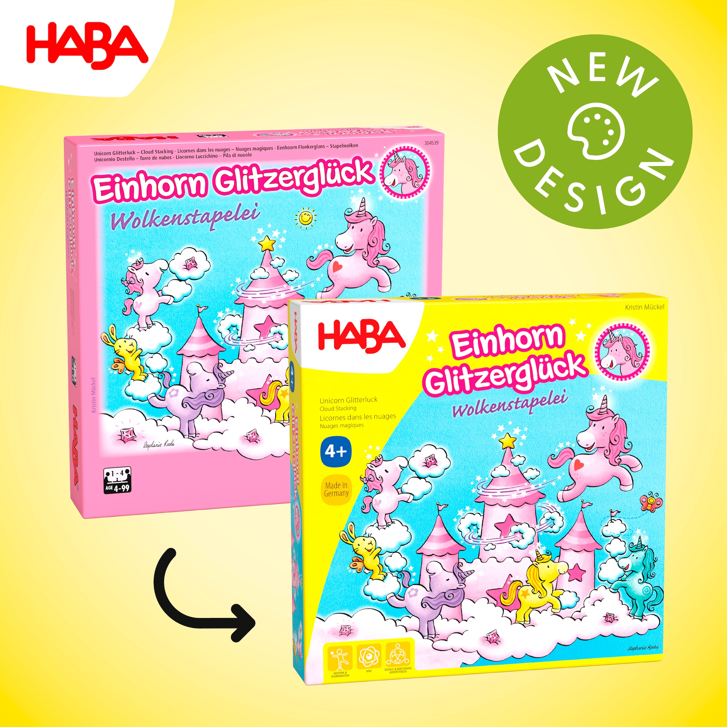 Haba Spiel »Einhorn Glitzerglück - Wolkenstapelei«, Made in Germany