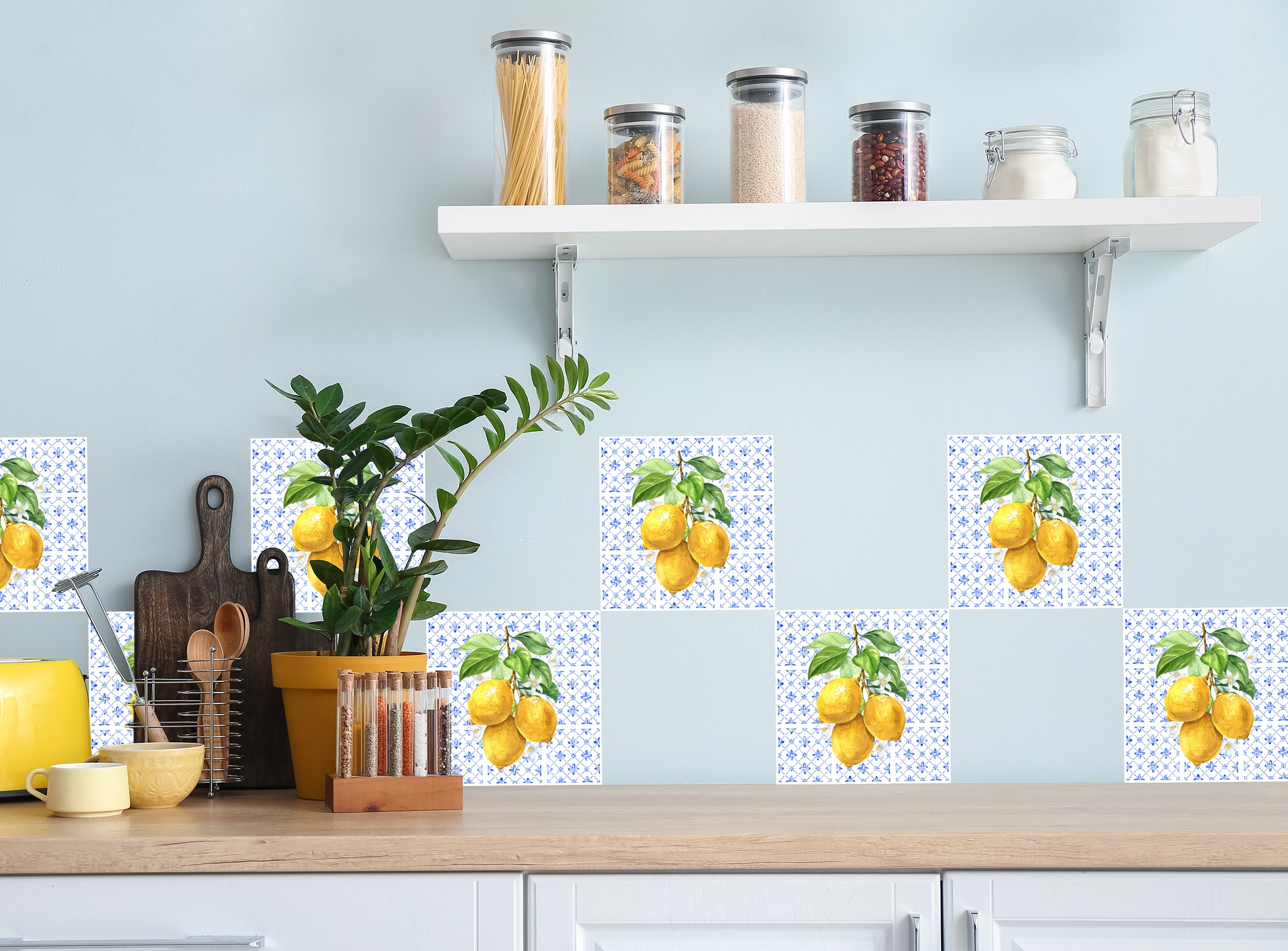 queence Fliesenaufkleber »Kachel mit Zitronen«, (12 St.), Stickerfliesen, selbstklebend, Sticker, 12er Set