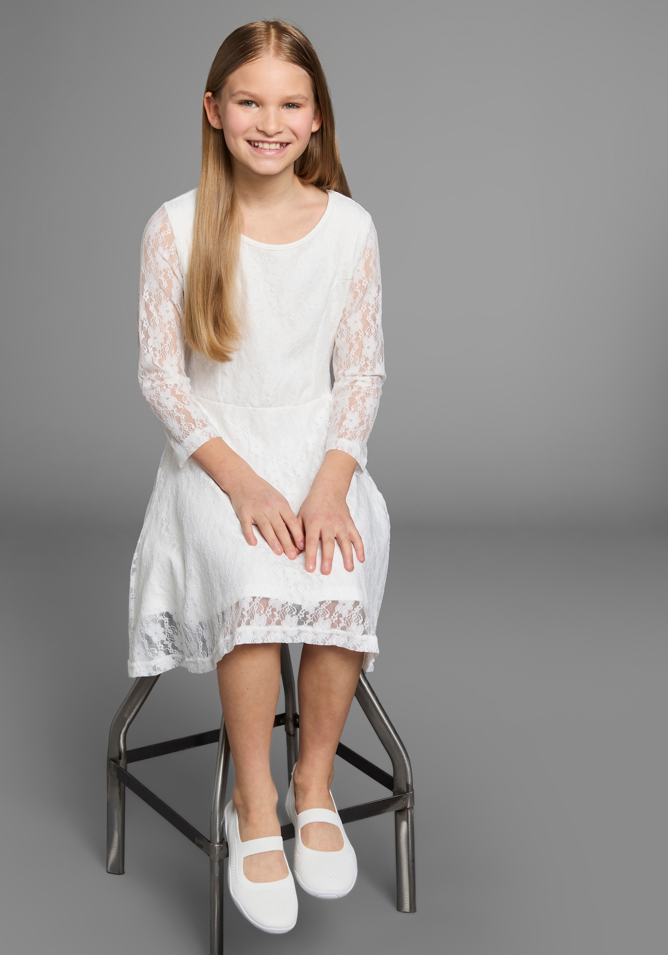 KIDSWORLD Jerseykleid »- Spitzenkleid«, festliche Anlässe, knielang, aus Spitze und Jersey, 3/4-Ärmel