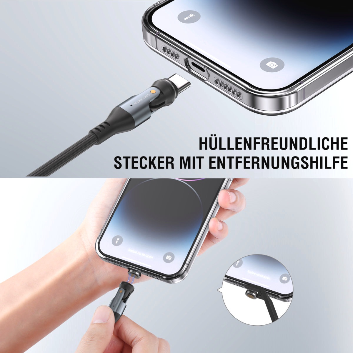 4smarts USB-Kabel »USB-C 540° Magnetkabel-Set GravityCord 240W«, USB Typ C, 180 cm