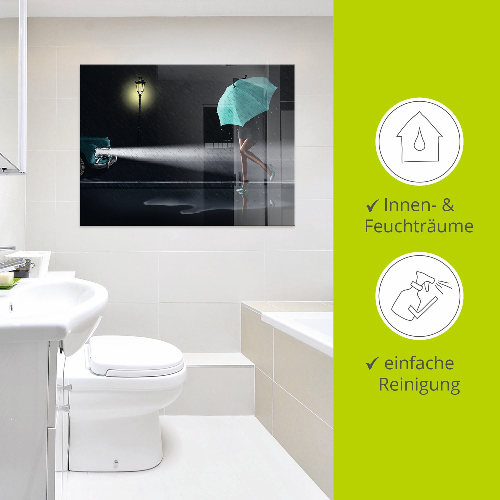 Artland Glasbild »Verregneter Tag 2« Frau 1 Stk. tlg. in verschiedenen Größen