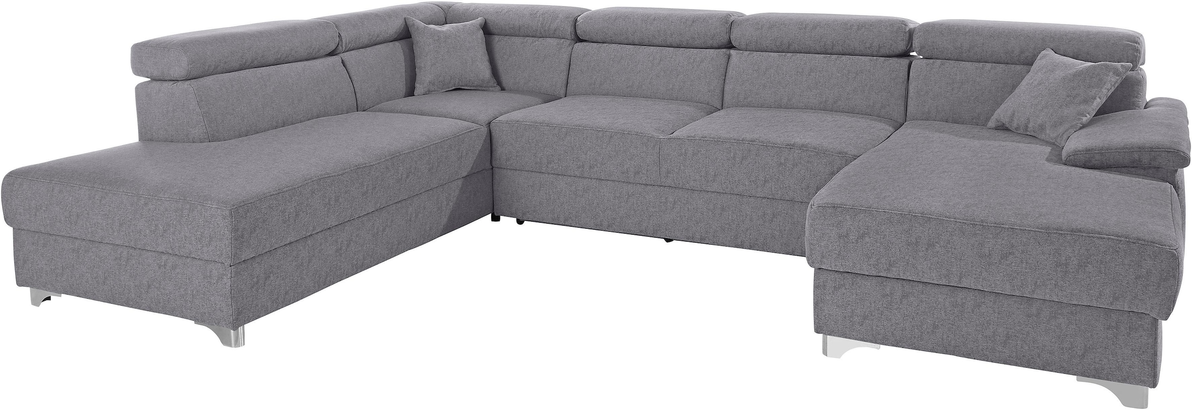 DOMO collection Wohnlandschaft »Mira, inklusive Kopfteilverstellung für mehr Wohlfühlkomfort, U-Form«, wahlweise mit Bettfunktion und Bettkasten, elegant und modern