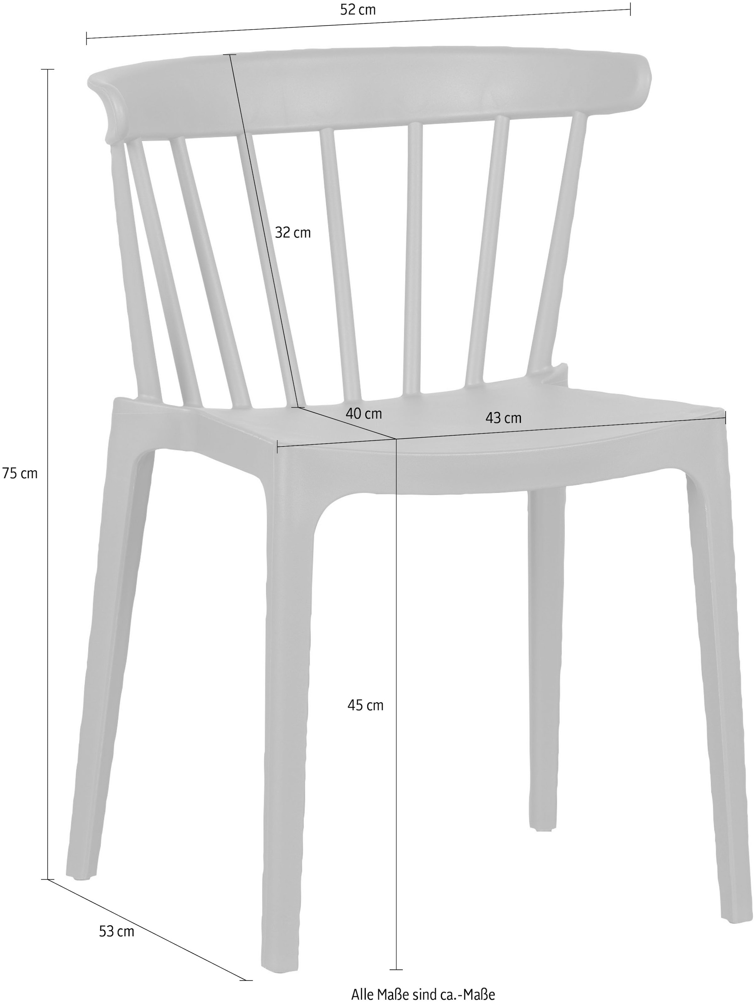 WOOOD Esszimmerstuhl »BLISS« () 2 Stk.geeignet für den Innen- und Außenbereich, H 75 cm x B 52 cm