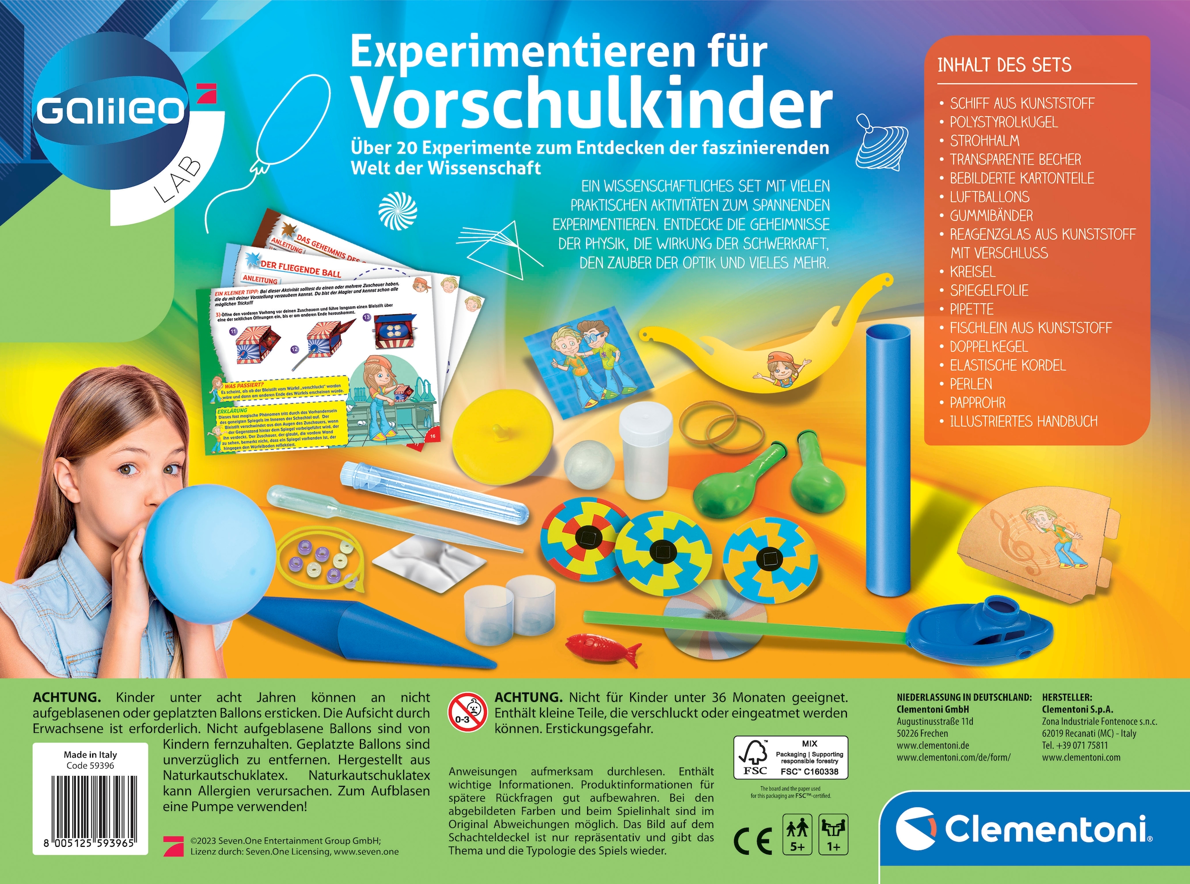 Clementoni® Experimentierkasten »Galileo Lab, Experimentieren für Vorschulkinder«, Made in Europe