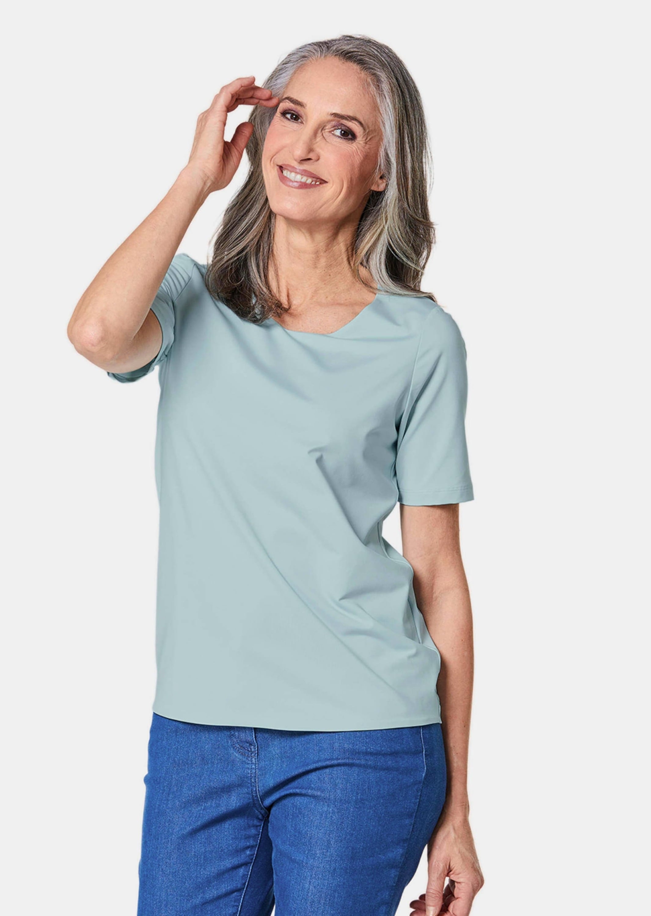 GOLDNER Langarm-Poloshirt »Shirt Gepflegtes Shirt in formstabiler Ware«