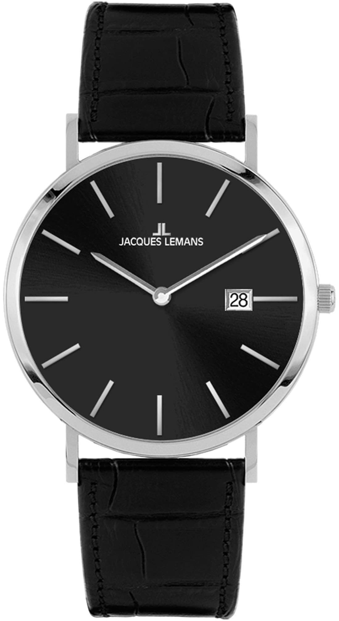 Jacques Lemans Quarzuhr »Nizza«, Armbanduhr, Damenuhr, Herrenuhr, Datum, Lederarmband