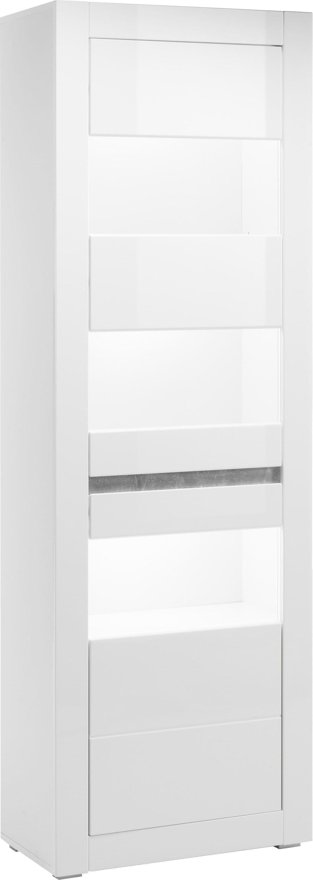 Home affaire, Vitrine »Carat« Höhe 198 cm, zwei Leisten angeliefert, 1 x grau, 1 x weiss, Weiss/ Weiss Hochglanz,