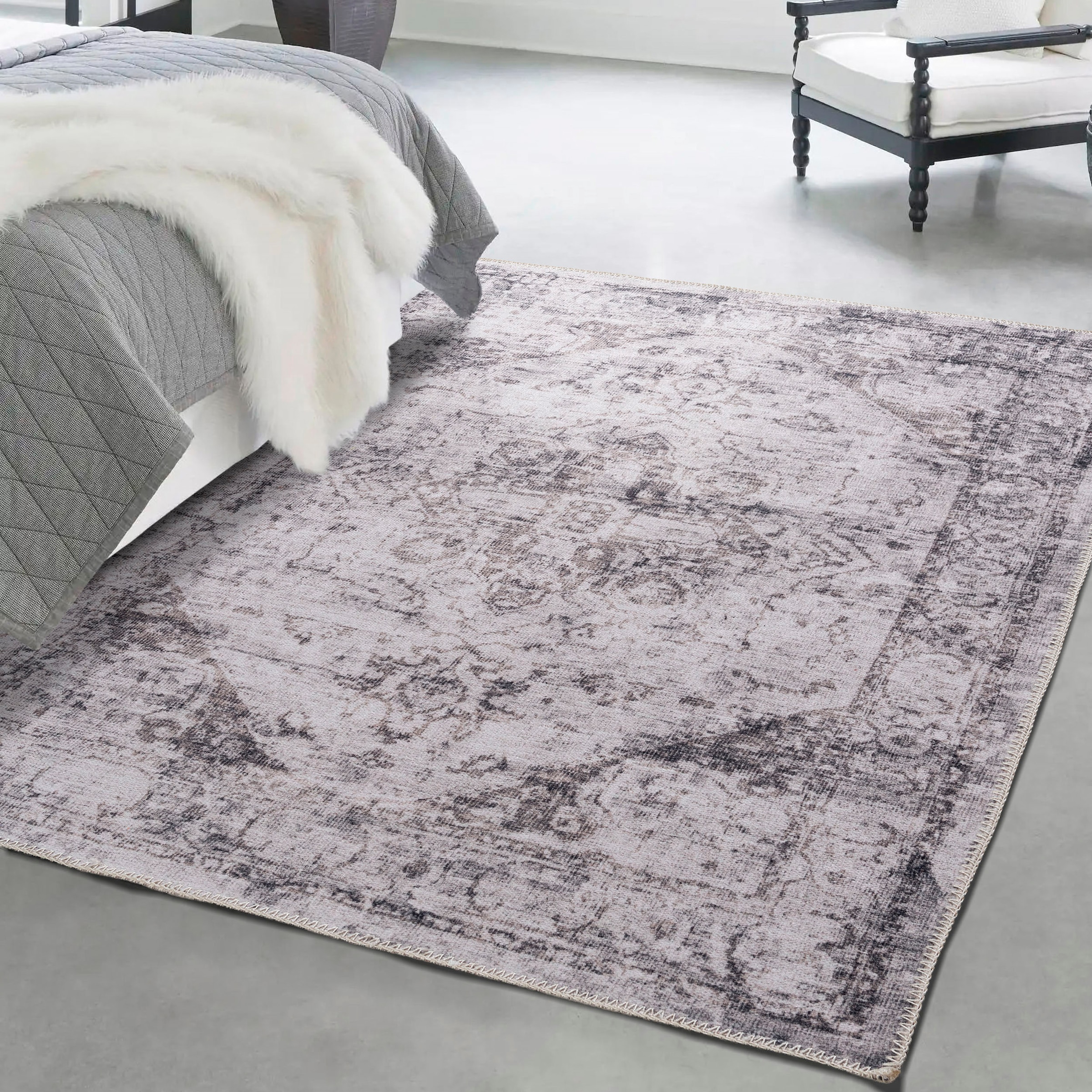 Sehrazat Teppich »Vintage 3510«, rechteckig, 4 mm Höhe, Kurzflor, waschbar, Chenille mit Baumwolle, Wohnzimmer
