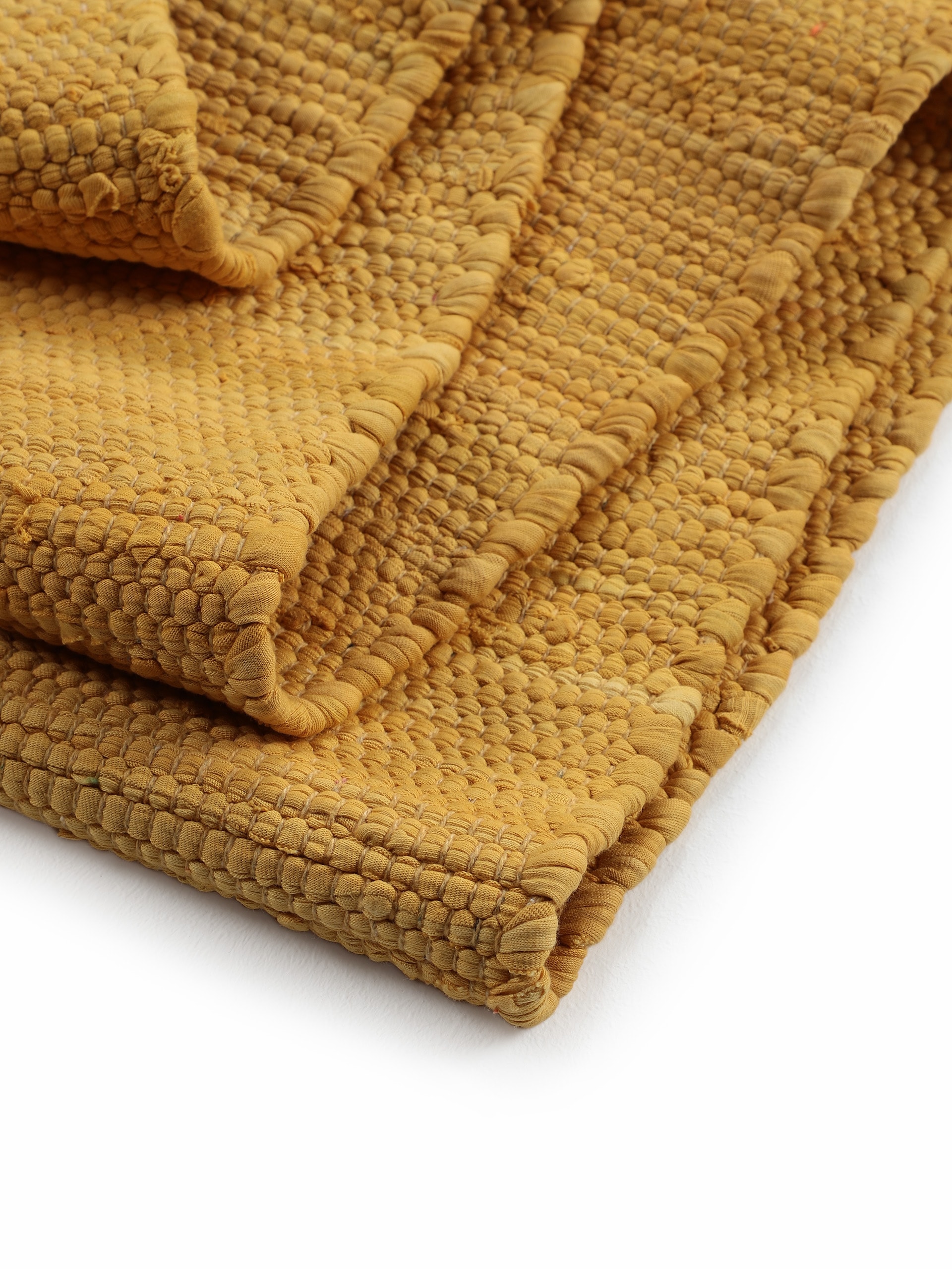 carpetfine Teppich »Kelim Chindi uni, auch als Läufer«, rechteckig, 5 mm Höhe, Wendeteppich, reine Baumwolle, handgewebt, Uni-Farben, mit Fransen