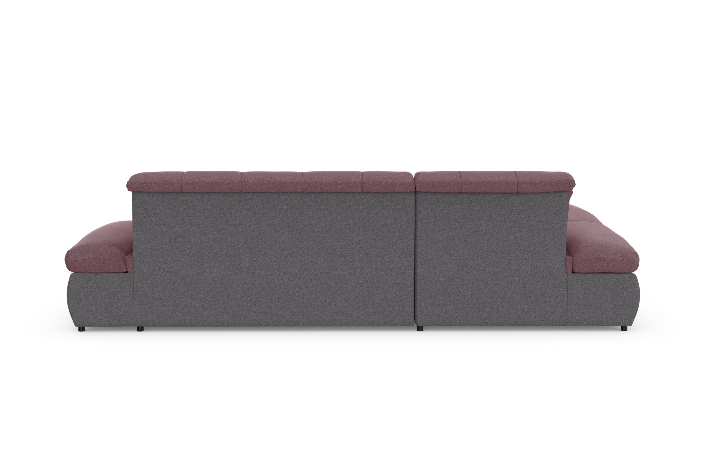 DOMO collection Ecksofa »Moric, L-Form, XXL-Sofa - Breite 300cm«, wahlweise mit Bettfunktion und Armteilverstellung, grau-beere