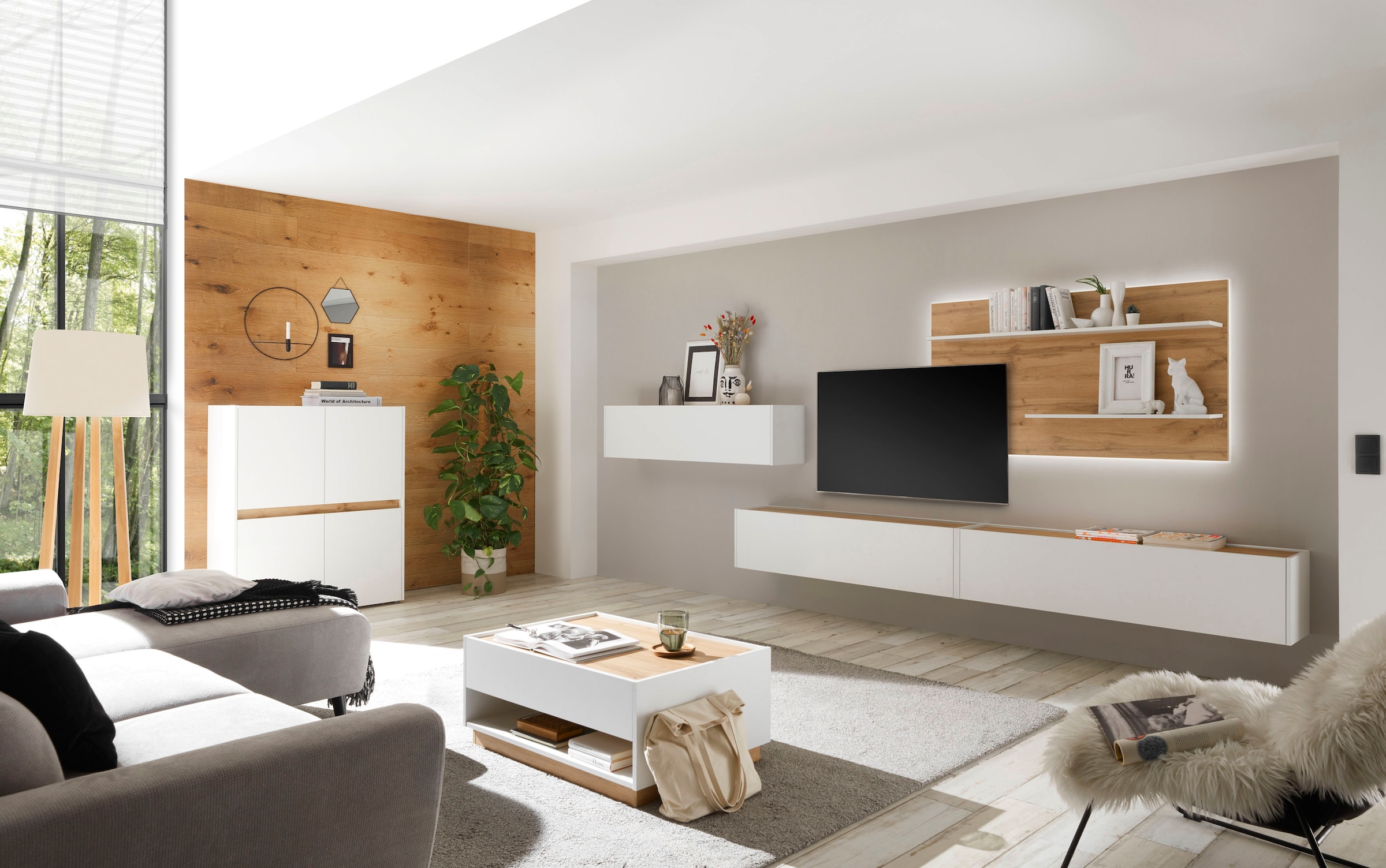 INOSIGN Wohnwand »City/Giron, moderne Anbauwand, Komplettset in vielen Farben verfügbar«, (Set, 4 St.), enthält drei Hängeschränke & ein Wandpaneel