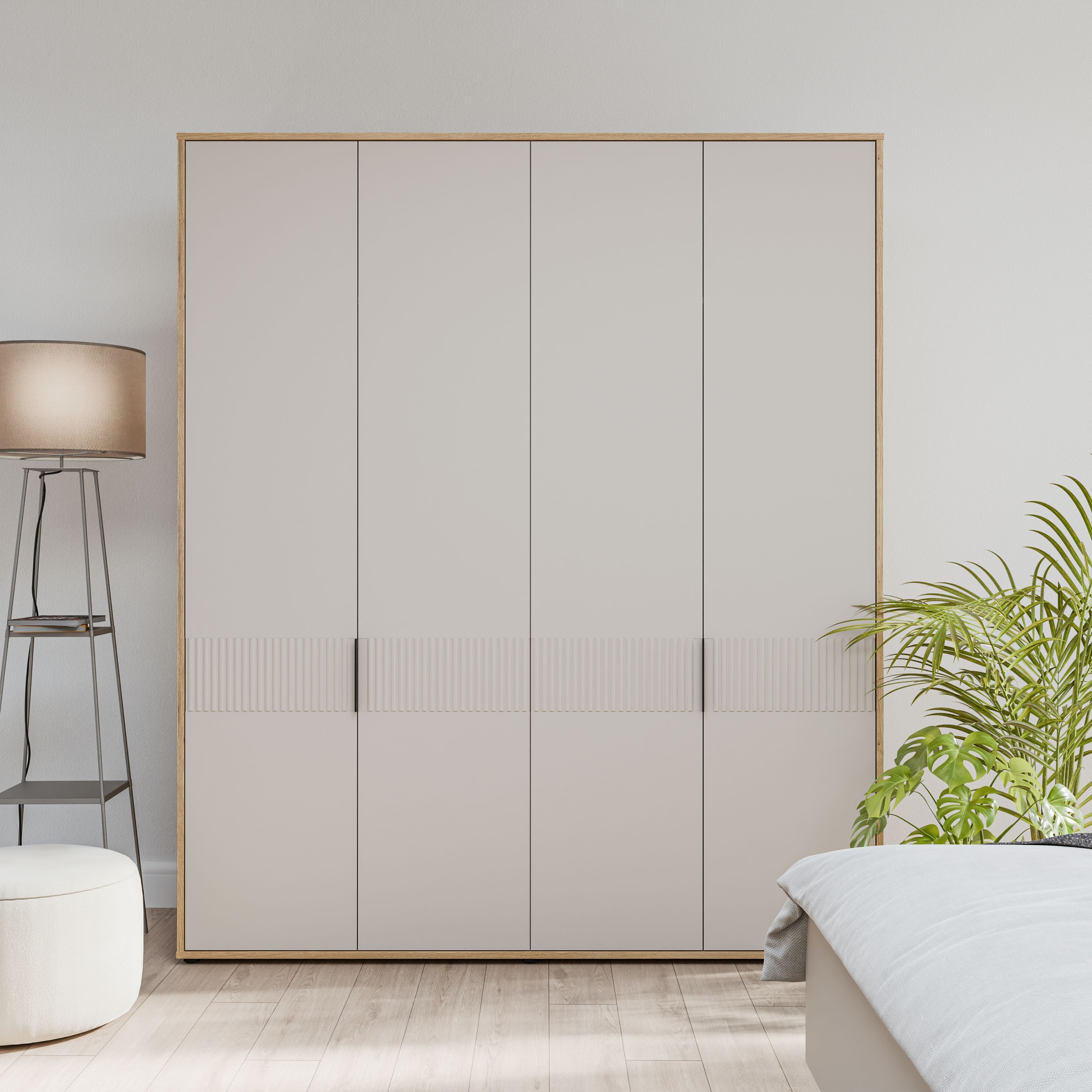 FORTE Kleiderschrank »Forte Seravel Drehtürenschrank, Lamellenoptik, 4 Türen« B/H/T 179,3/214,3/59,4 cm, Zubehör optional bestellbar