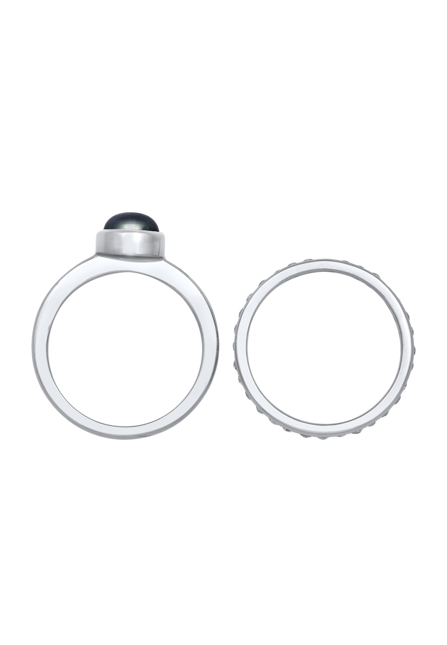 Nenalina Ring-Set »Ring Süßwasserperle Eternity Zirkonia 2er Set 925«