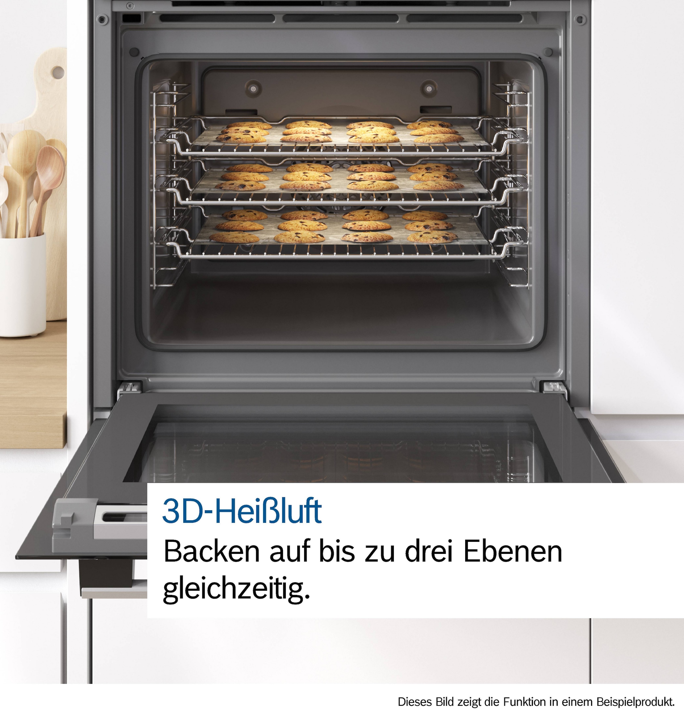 BOSCH Elektro-Herd-Set »HND211LB2«, mit Teleskopauszug nachrüstbar, 3D-Heißluft: Gleichmäßige Hitze für perfekte Ergebnisse