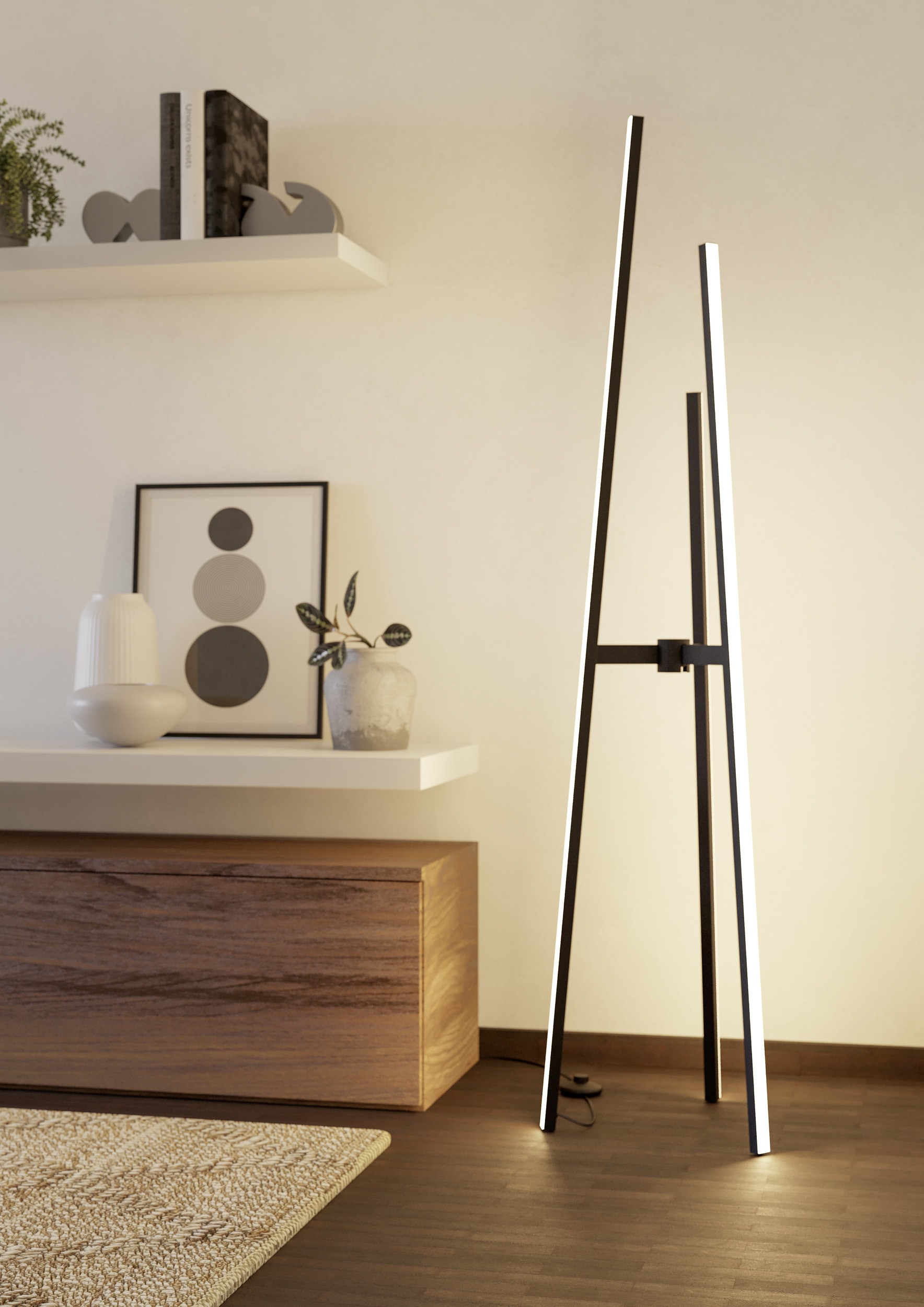 EGLO Stehlampe »MONGOLANA Stehlampe - Alu, Stahl - LED - 30W - IP20« LED-Modul 1 Stk. Warmweiß Standleuchte, Leselampe, Wohzimmer, Schlafzimmer, H151 cm