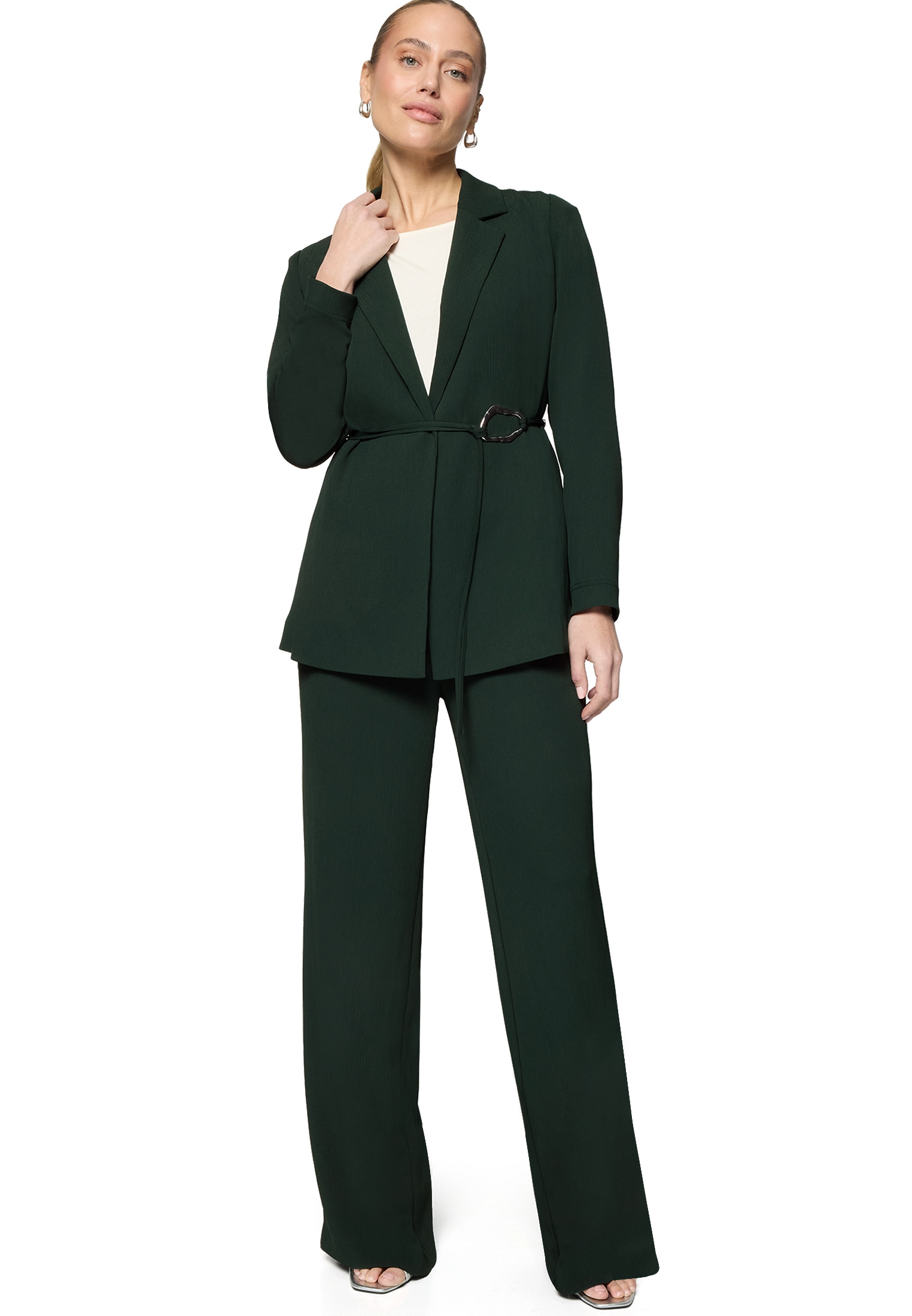Zero Jackenblazer »Longblazer strukturiert mit Bindedetail«