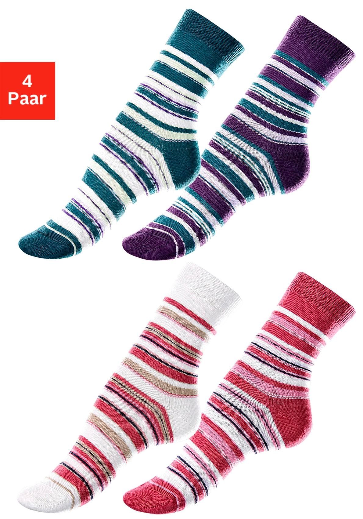 4 Paar), ♕ Ringelmuster (Set, mit Socken, bei Lavana