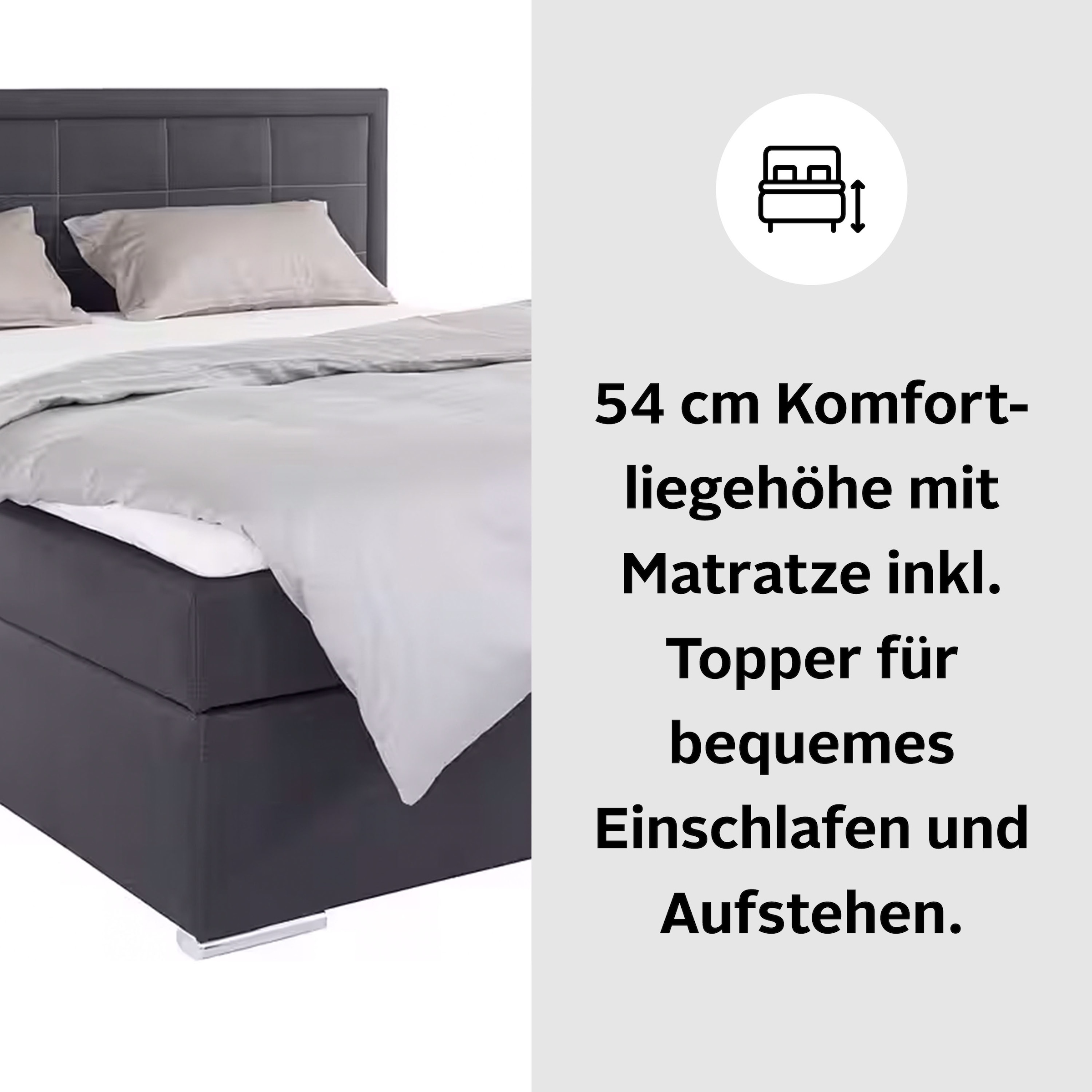 Boxbett Athena, wahlweise mit Bettkasten inkl. Topper bei Ausführung mit Matzratze, in Härtgraden H2, H3, H4