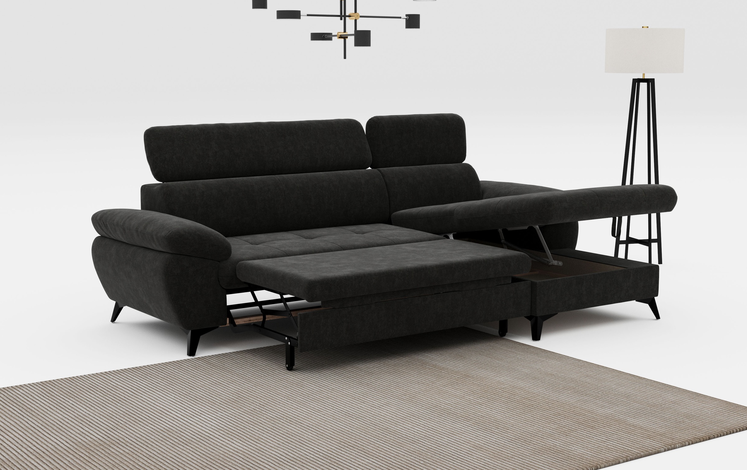 COTTA Ecksofa »Hudson L-Form«, inkl. verstellbare Kopfstützen, wählbar mit Bettfunktion und Stauraum
