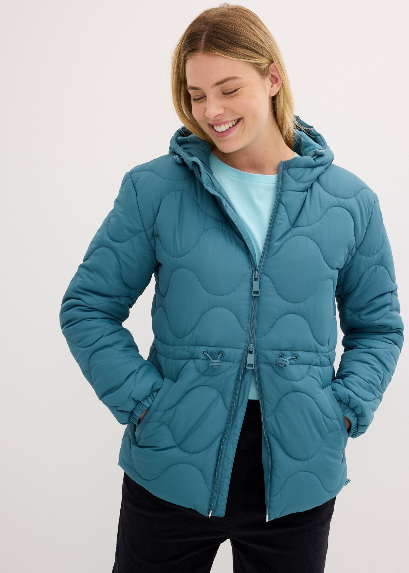bonprix Steppjacke »Steppjacke« mit Kapuze Casual Stil, Kurzparka mit Taillen-Kordelzug, hochwertige Steppung