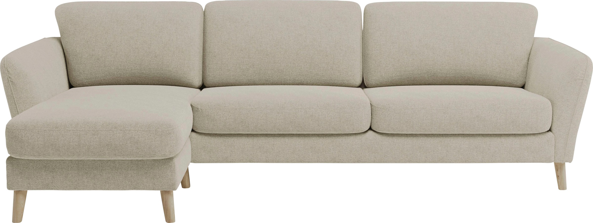 Home affaire Ecksofa »MARSEILLE (279/152cm),L-Form, Rec. rechts/links, verschiedene Bezüge«, Massivholzbeine Eiche, Landhausstil, Wellenunterfederung