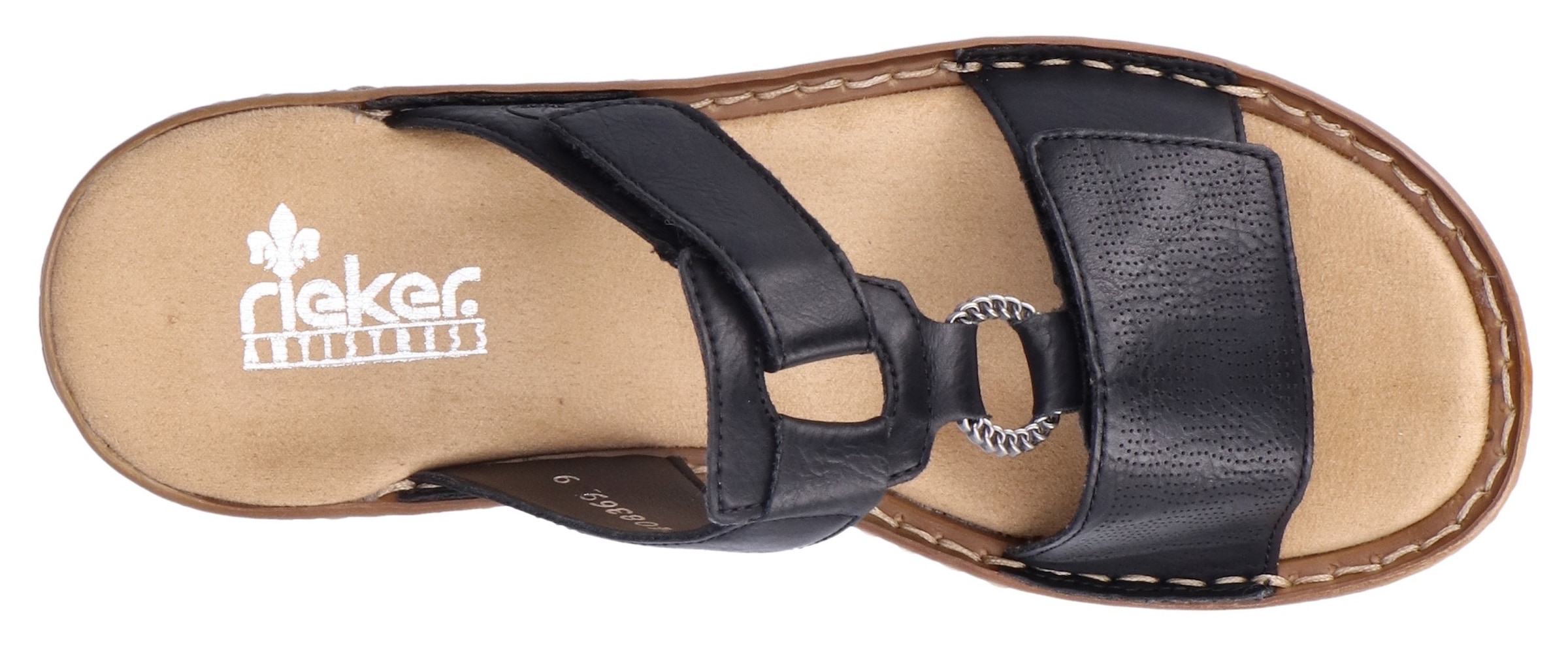 Rieker Pantolette, Keilabsatz, Sommerschuh, Schlappen mit Schmuckring