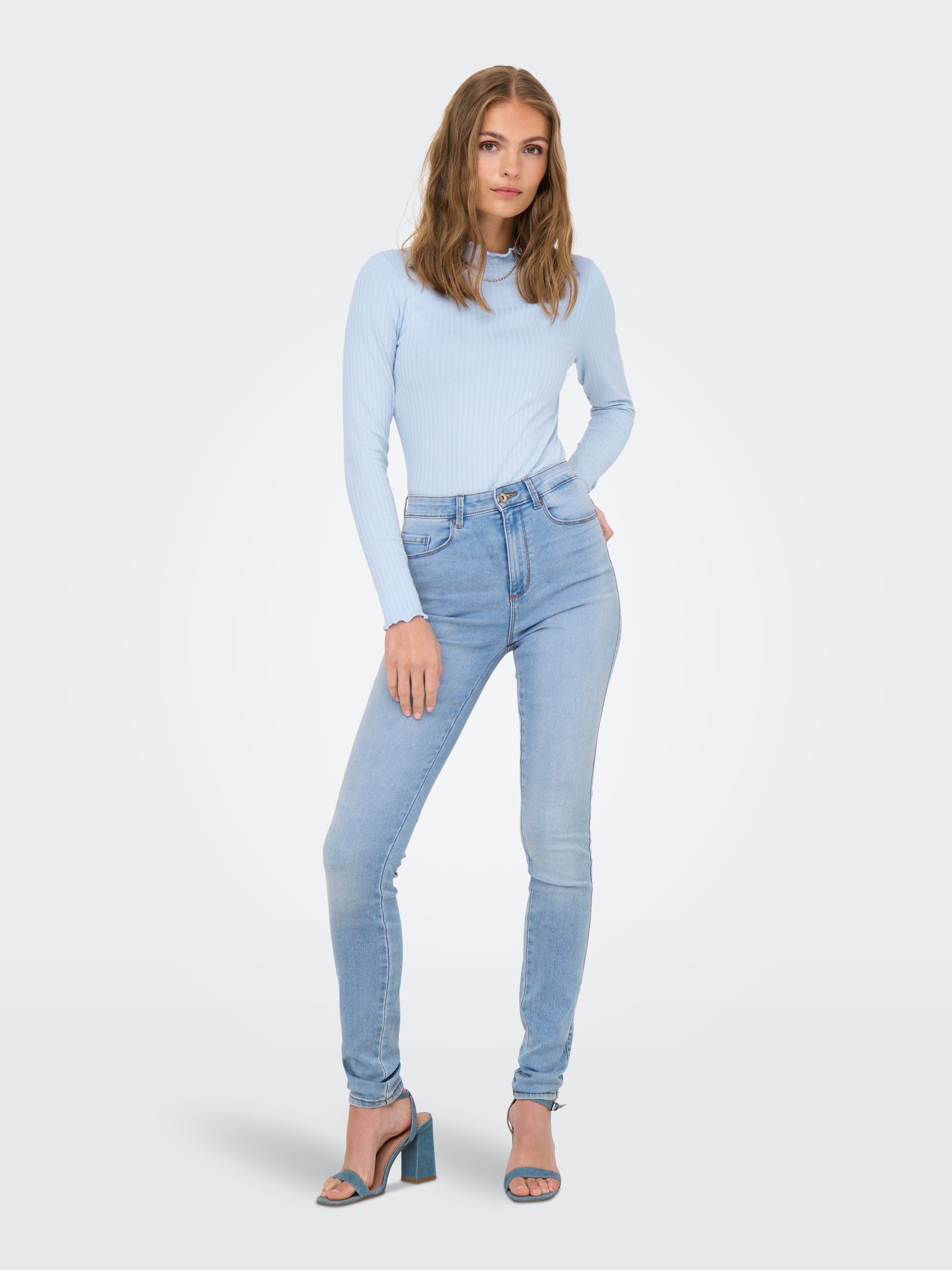 JDY Langarmbluse »JDYFRANSISKA L/S HIGHNECK TOP JRS NOOS« mit gewellten Säumen