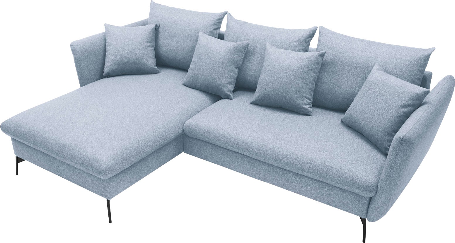 andas Ecksofa »LIVORNO,258 cm, L-Form,«, Schlaffunktion u. Bettkasten (139/224cm), Samt, Struktur, Webstoff