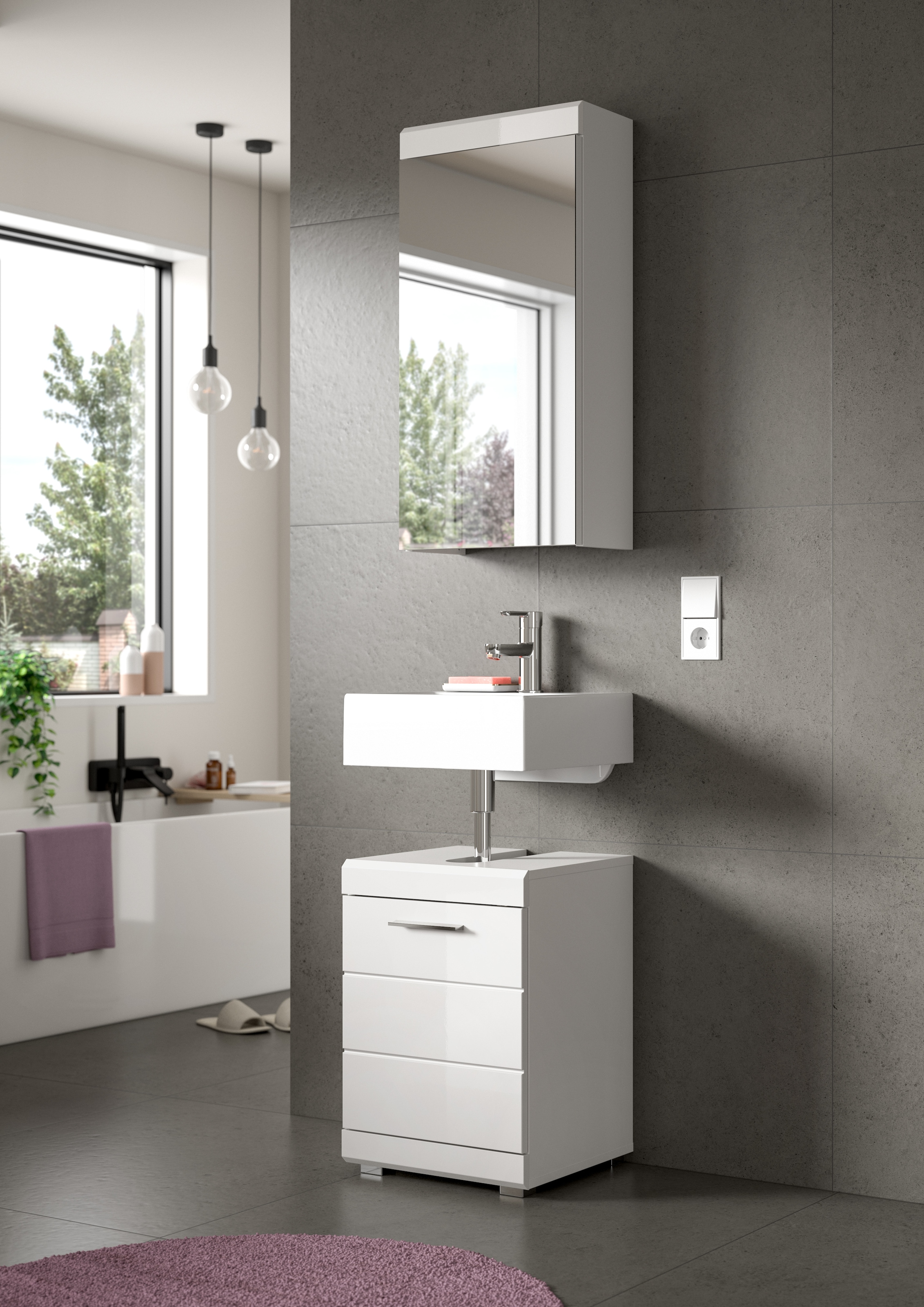 welltime Waschbeckenunterschrank »SIENA, Breite 40cm, 1 Tür, 1 Einlegeboden, 2 Fächer, MDF-Front« WBU, Badmöbel, Badschrank, Kommode, Unterschrank, Bad, Badezimmer
