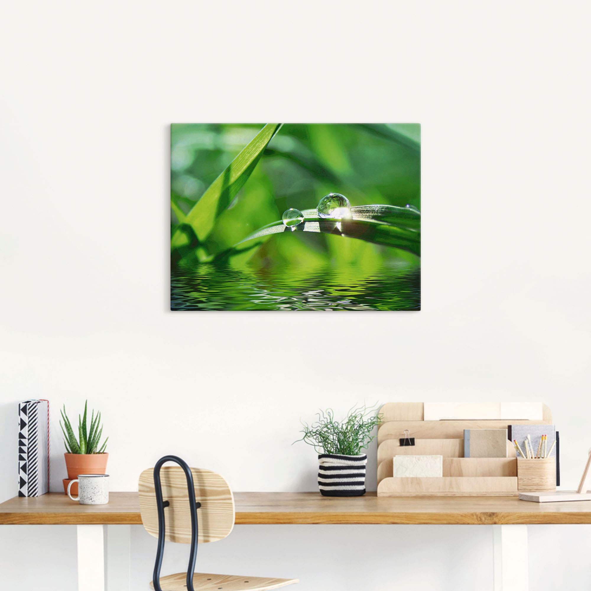 Artland Wandbild »Grüner Hintergrund mit Gras«, Gräser, (1 St.), als Leinwandbild, Poster, Wandaufkleber in verschied. Größen