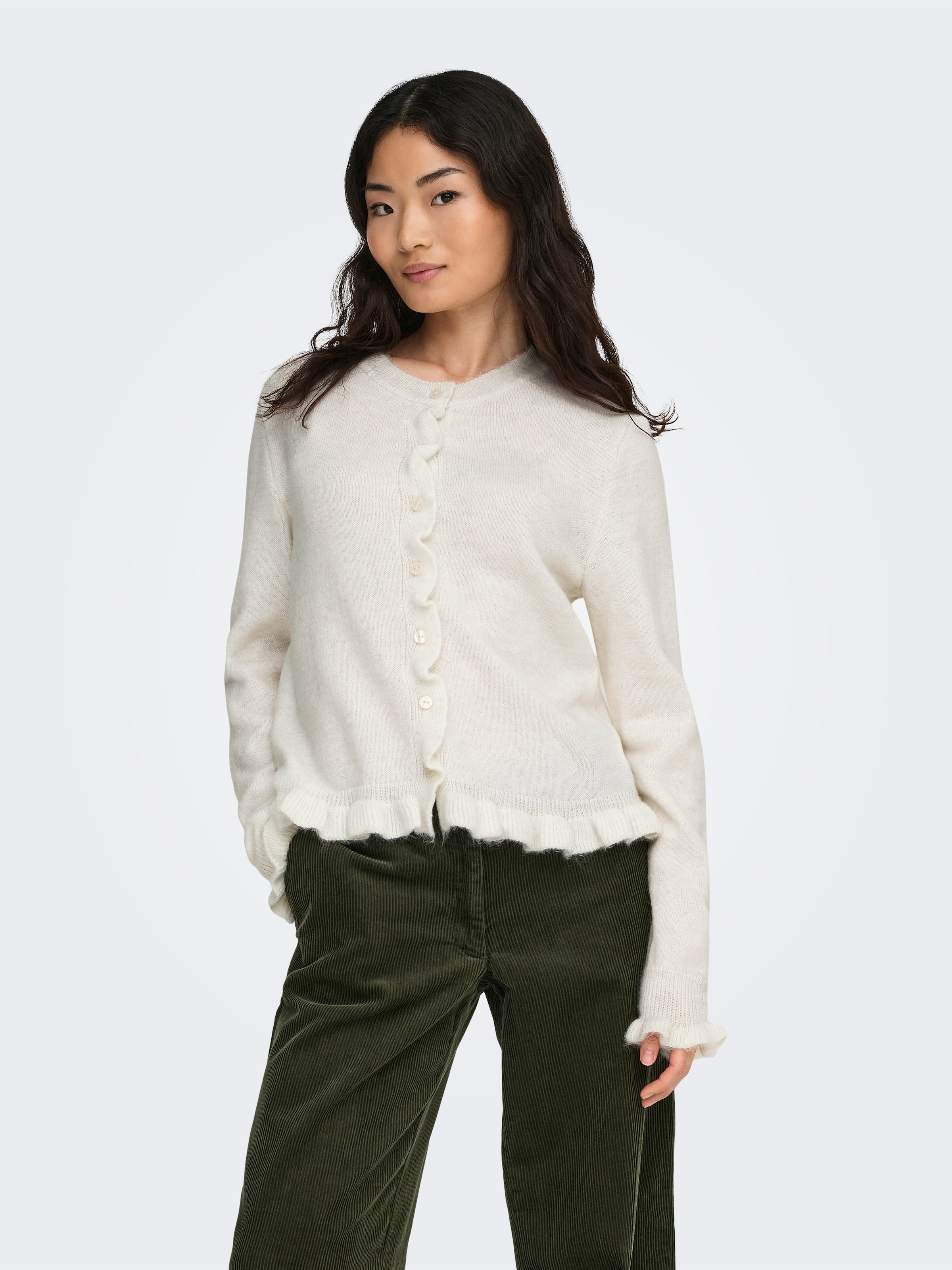 JDY Strickjacke »JDYLETTY L/S ON FRILL CARDIGAN KNT NOOS«