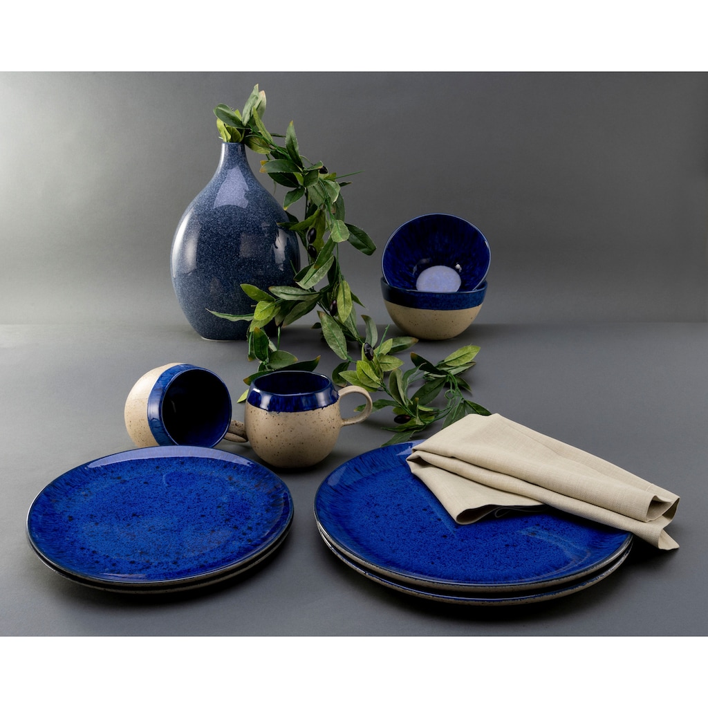 CreaTable Kombiservice »Geschirr-Set Deep Blue Sea«, (Set, 8 tlg., Kaffeeservice und Tafelservice im Set, für 2 Personen)