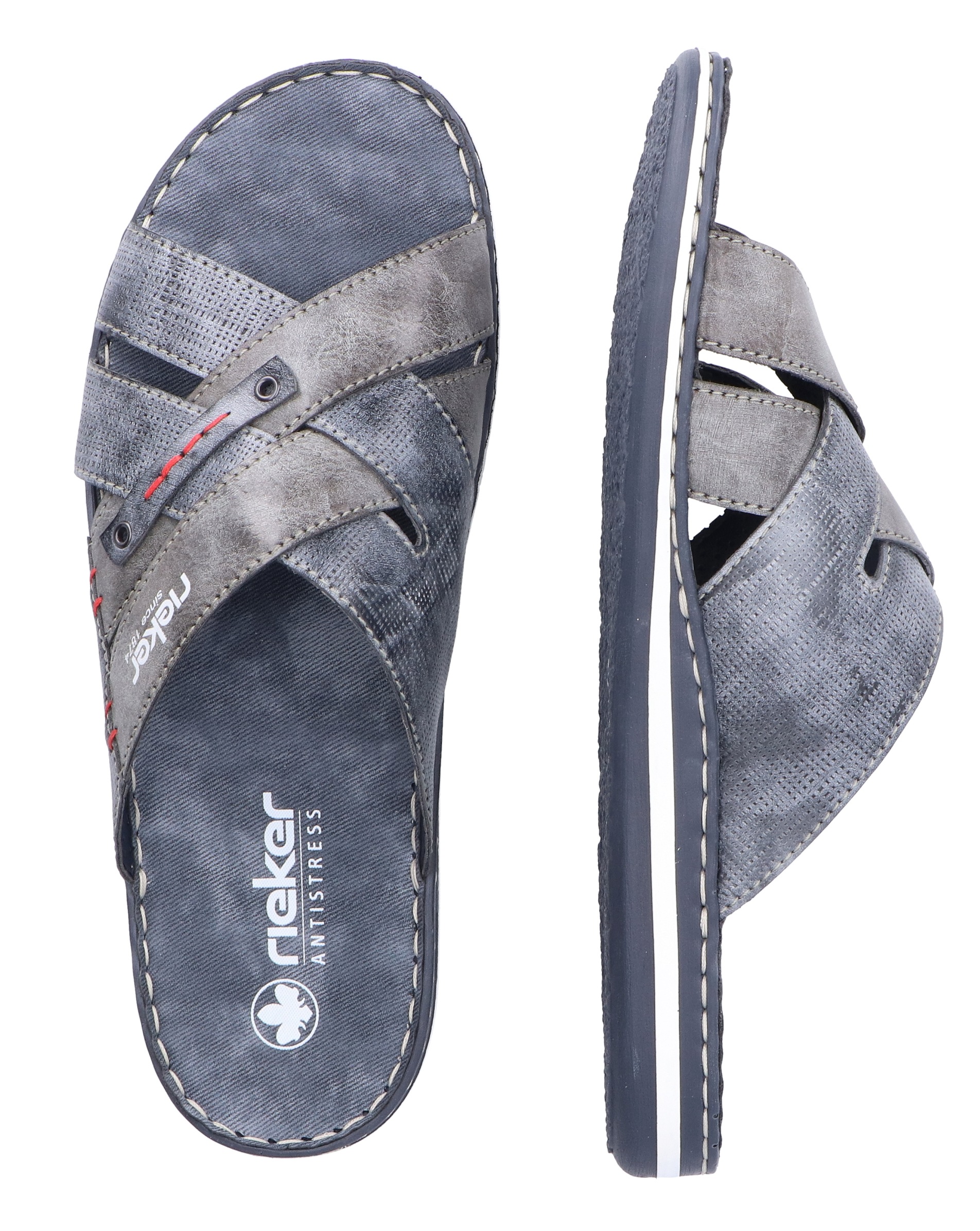 Rieker Pantolette, Sommerschuh, Schlappen, Poolslides mit Überkreuz-Bandagen