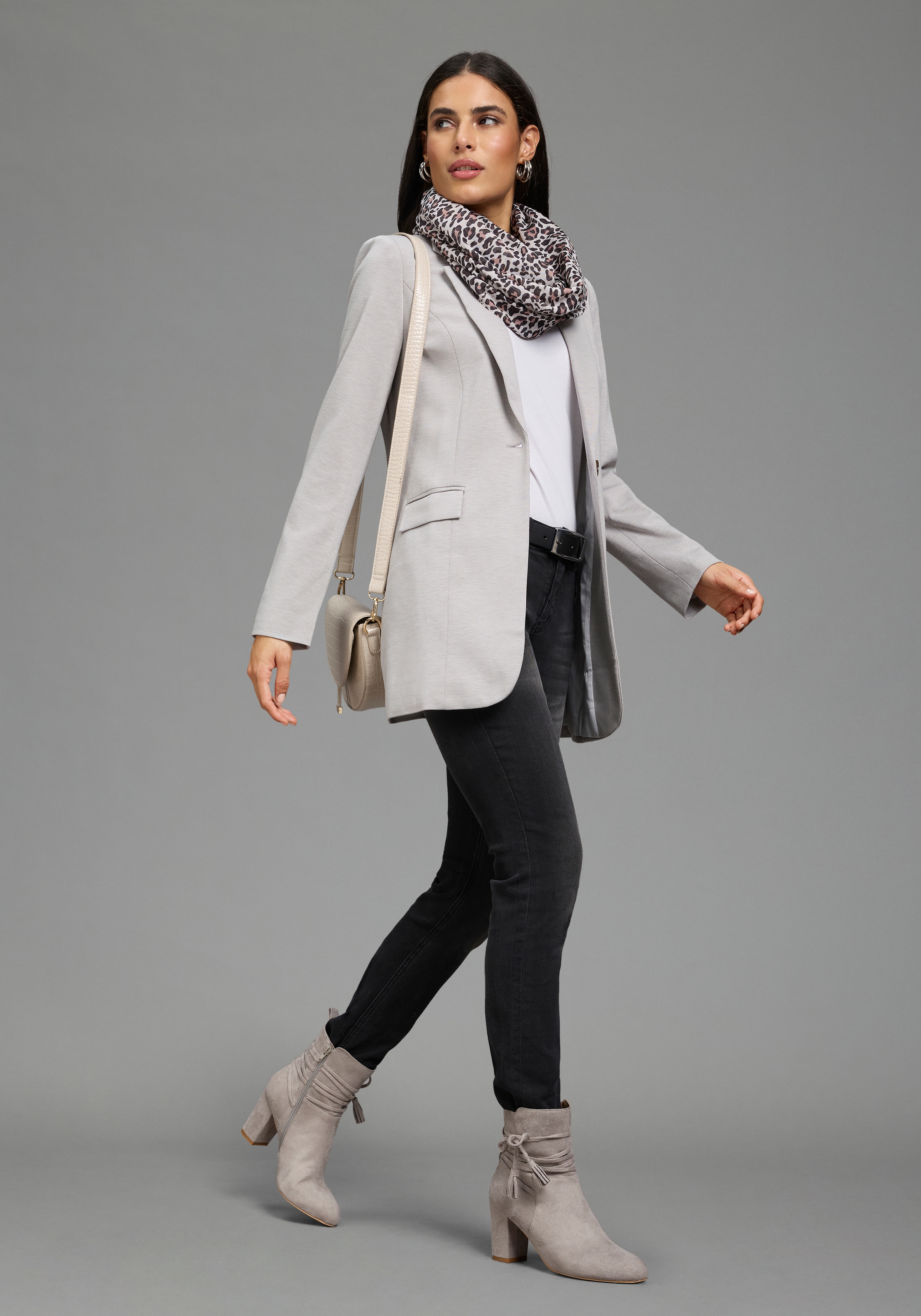 Laura Scott Loop mit Animalmuster, für Herbst- und Wintermode, einlagig, glänzend