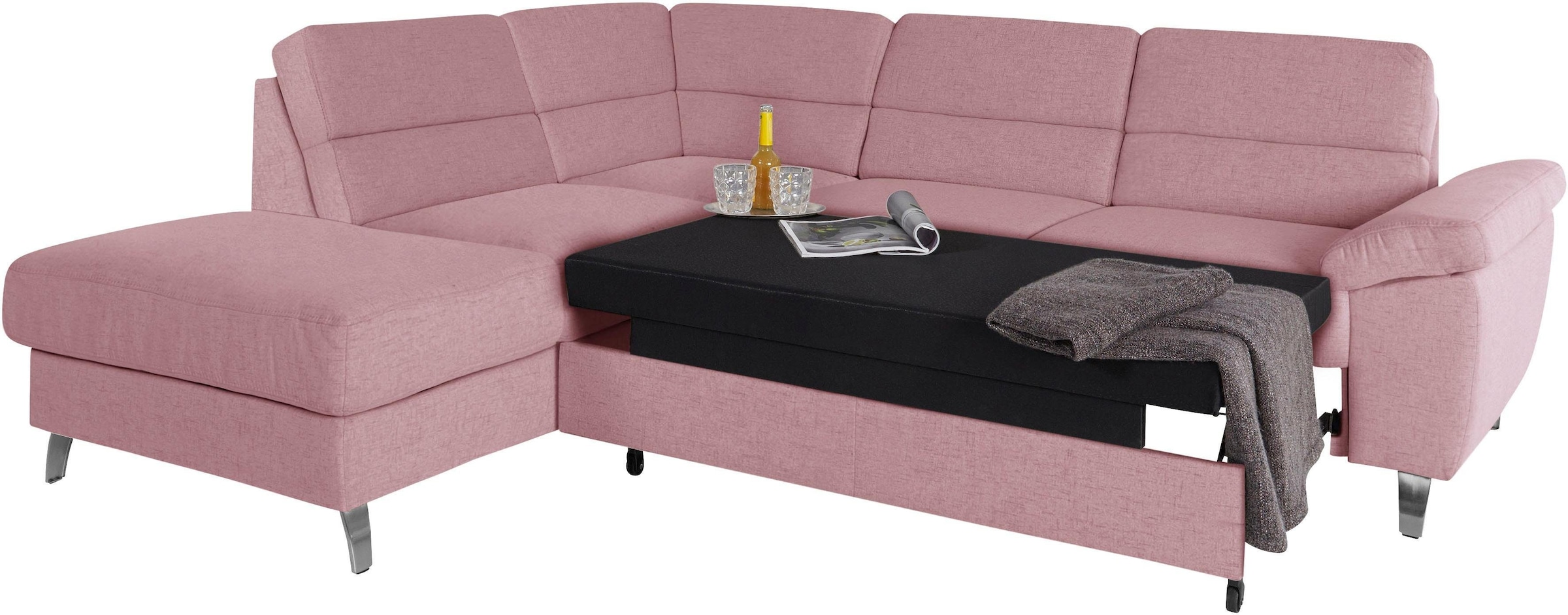 sit&more Ecksofa »Sorano L-Form«, wahlweise mit Bettfunktion und Bettkasten