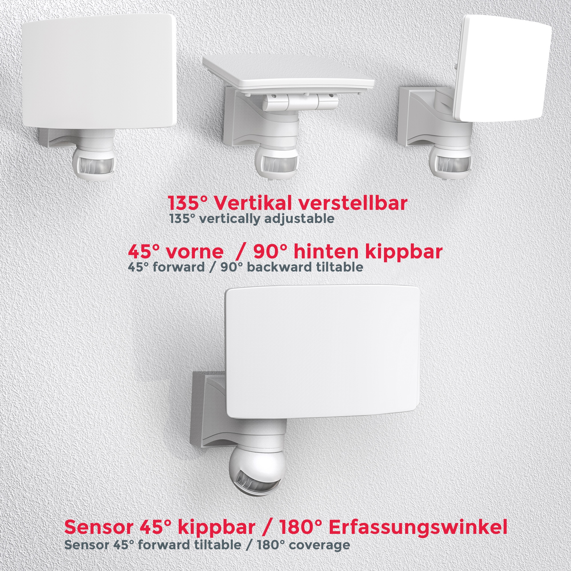 B.K.Licht LED Außen-Wandleuchte, kaufen XXL Bewegungsmelder, Jahren 20W 2300 | mit Garantie 3 online IP44, Lumen, 1 Außenstrahler, weiß Wandlampe, flammig-flammig