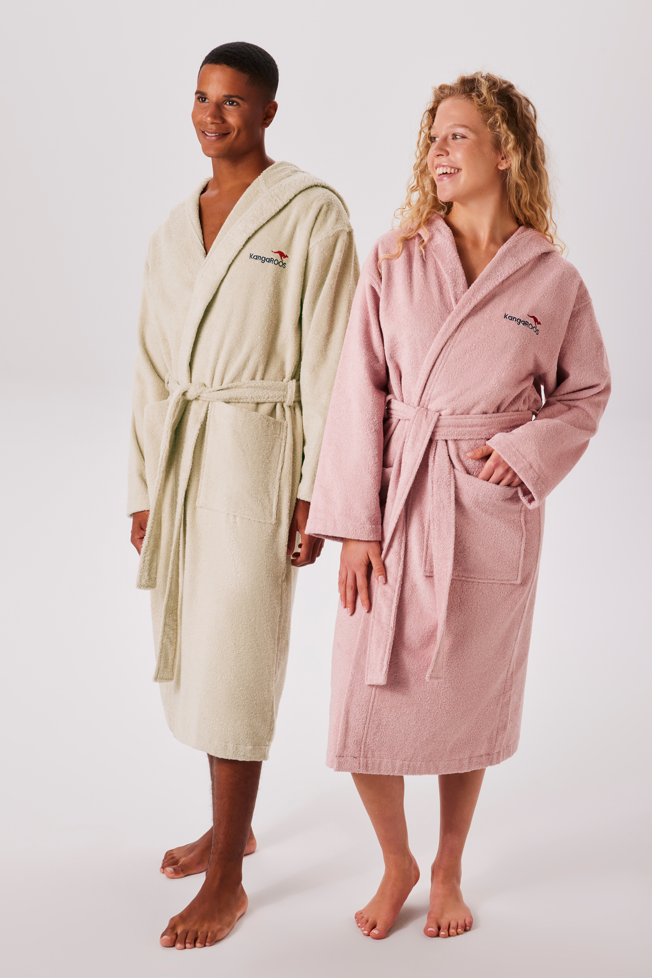 KangaROOS Unisex-Bademantel »Cassidy, für Damen & Herren, Standardlänge & Überlänge« 1 Stk. mit Taschen, Männer und Frauen, Baumwolle, Reise, Hotel, Sauna, S-3XL